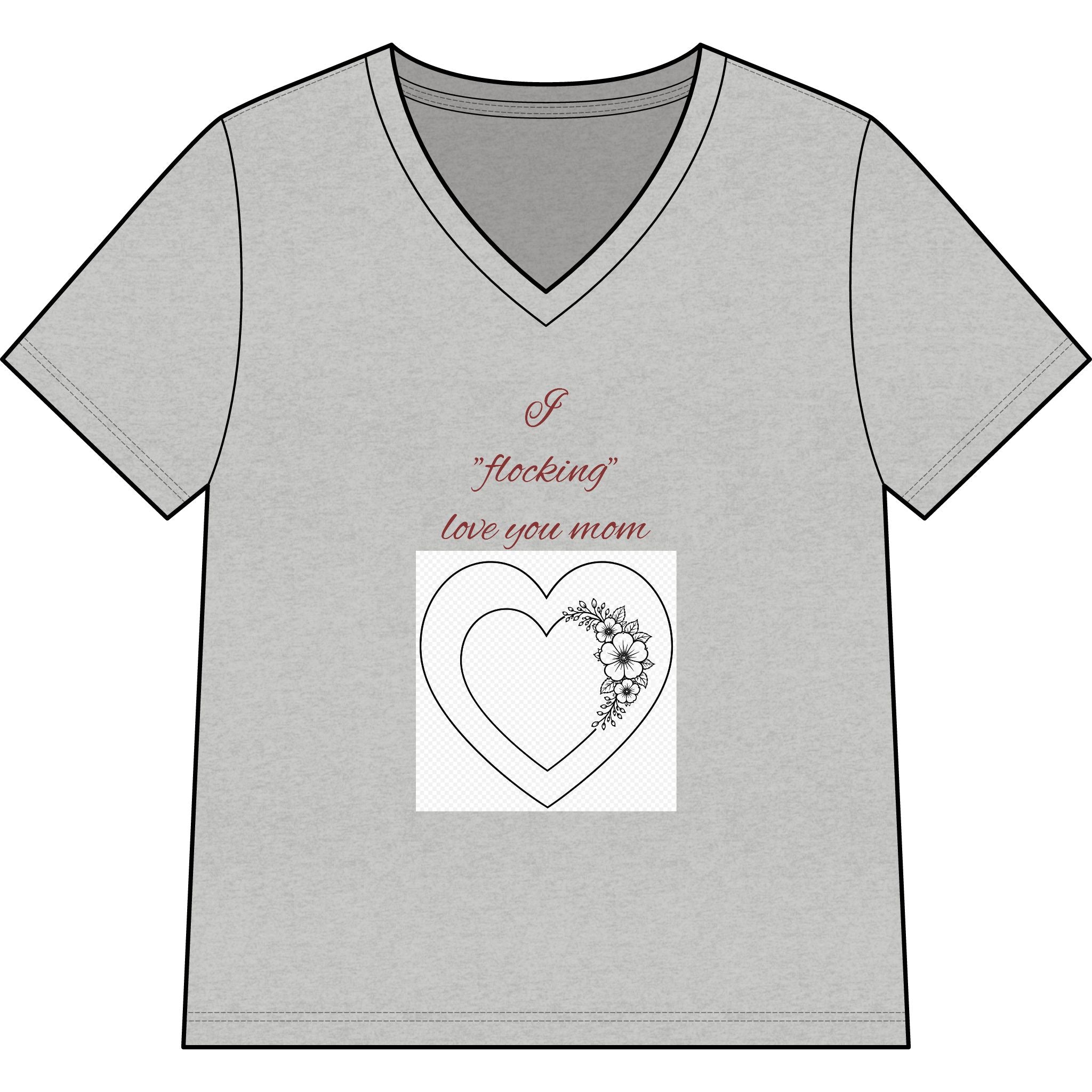 Say Happy Mother's Day with this Heart Tee with flowers that will not wilt — "A Mother's Love is Forever" V‑Neck