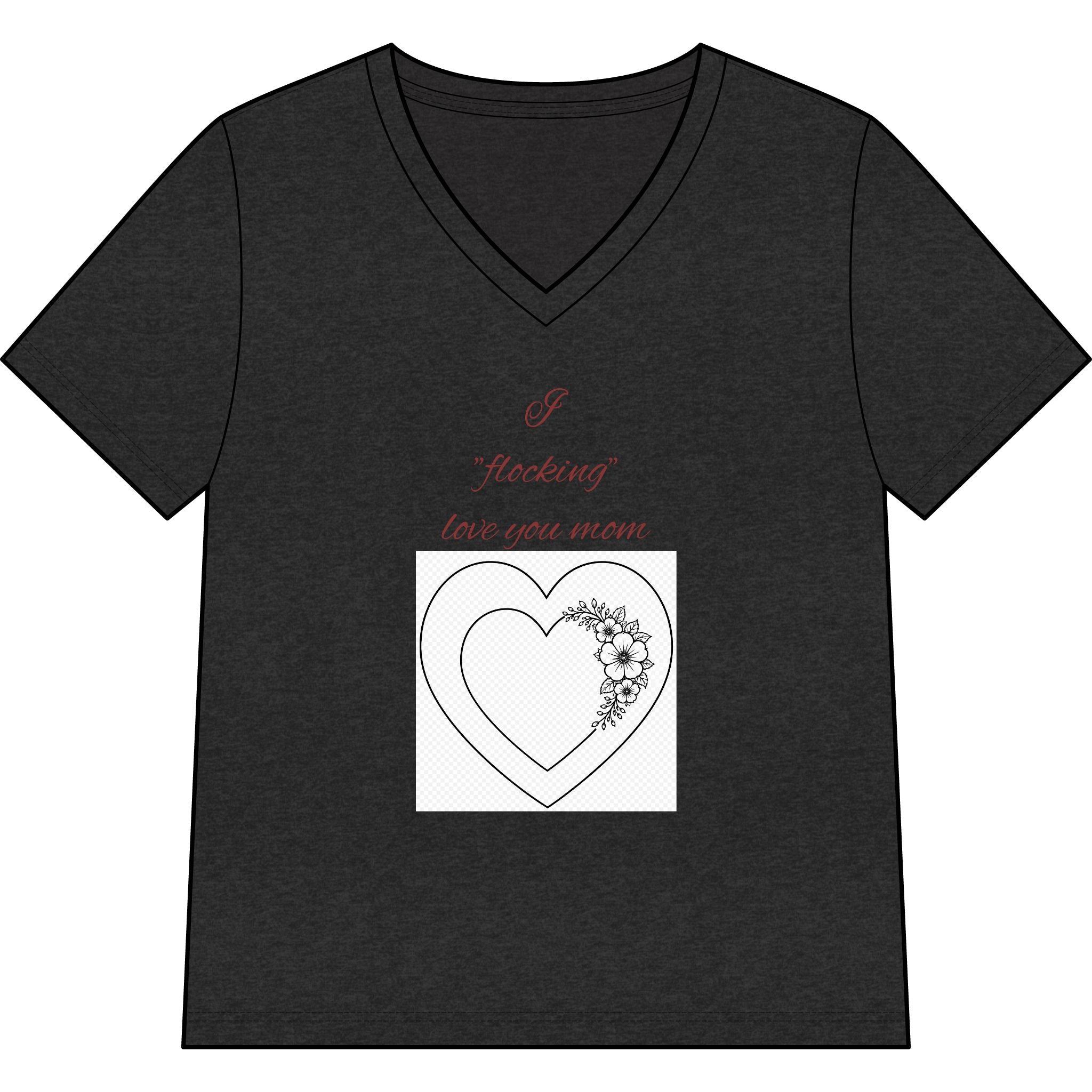 Say Happy Mother's Day with this Heart Tee with flowers that will not wilt — "A Mother's Love is Forever" V‑Neck