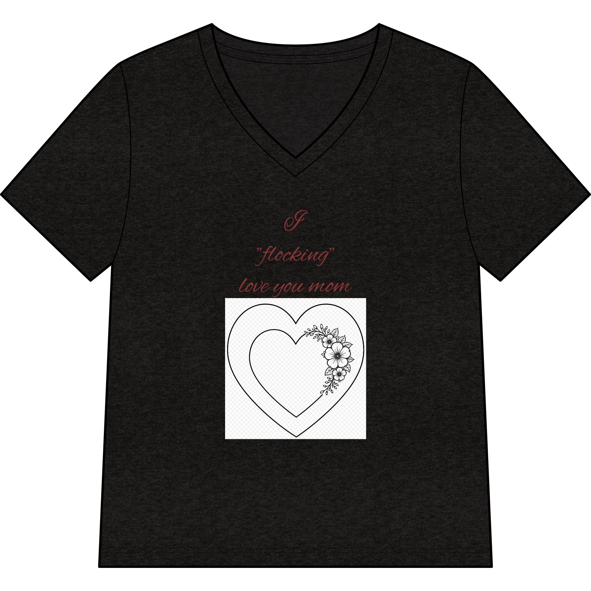 Say Happy Mother's Day with this Heart Tee with flowers that will not wilt — "A Mother's Love is Forever" V‑Neck