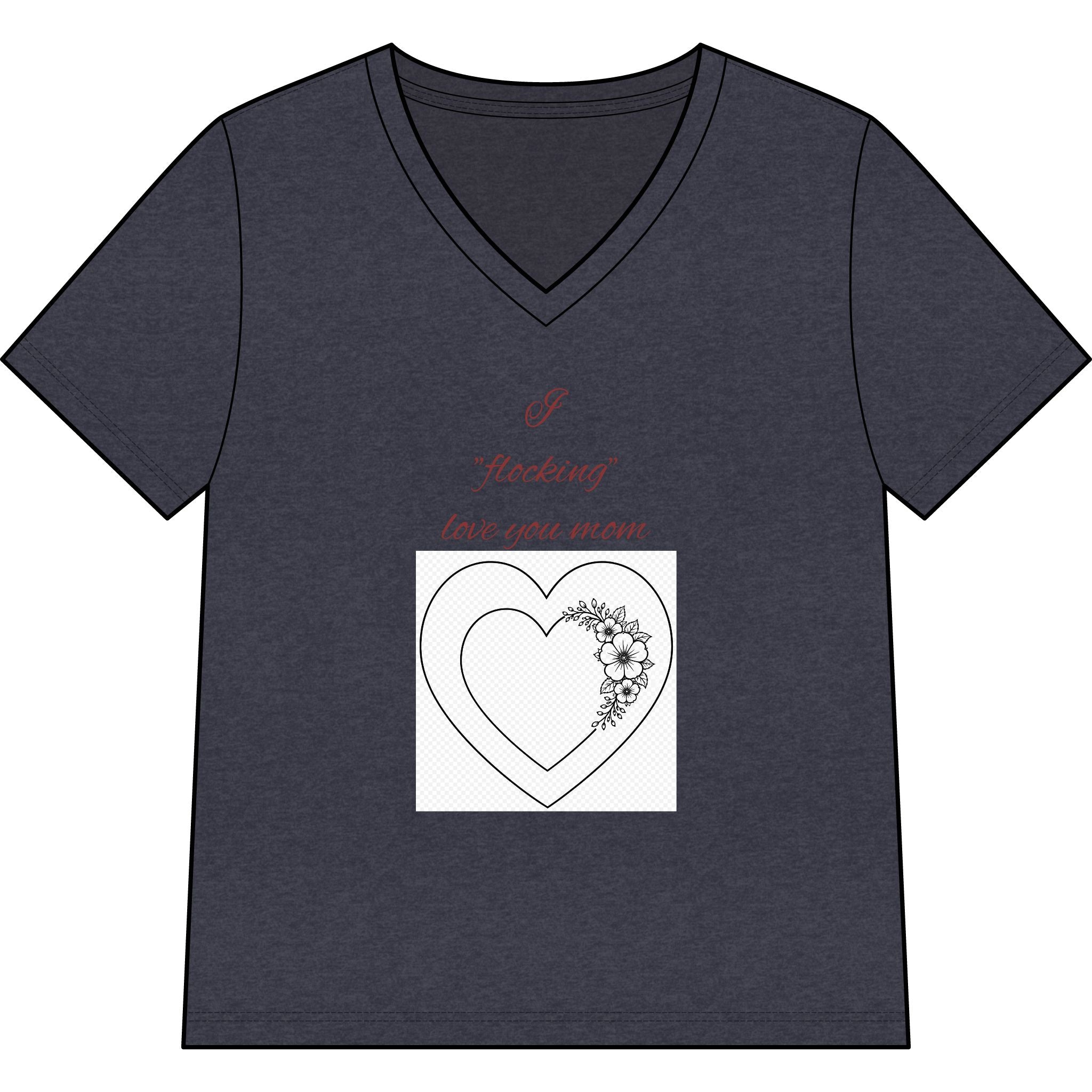 Say Happy Mother's Day with this Heart Tee with flowers that will not wilt — "A Mother's Love is Forever" V‑Neck