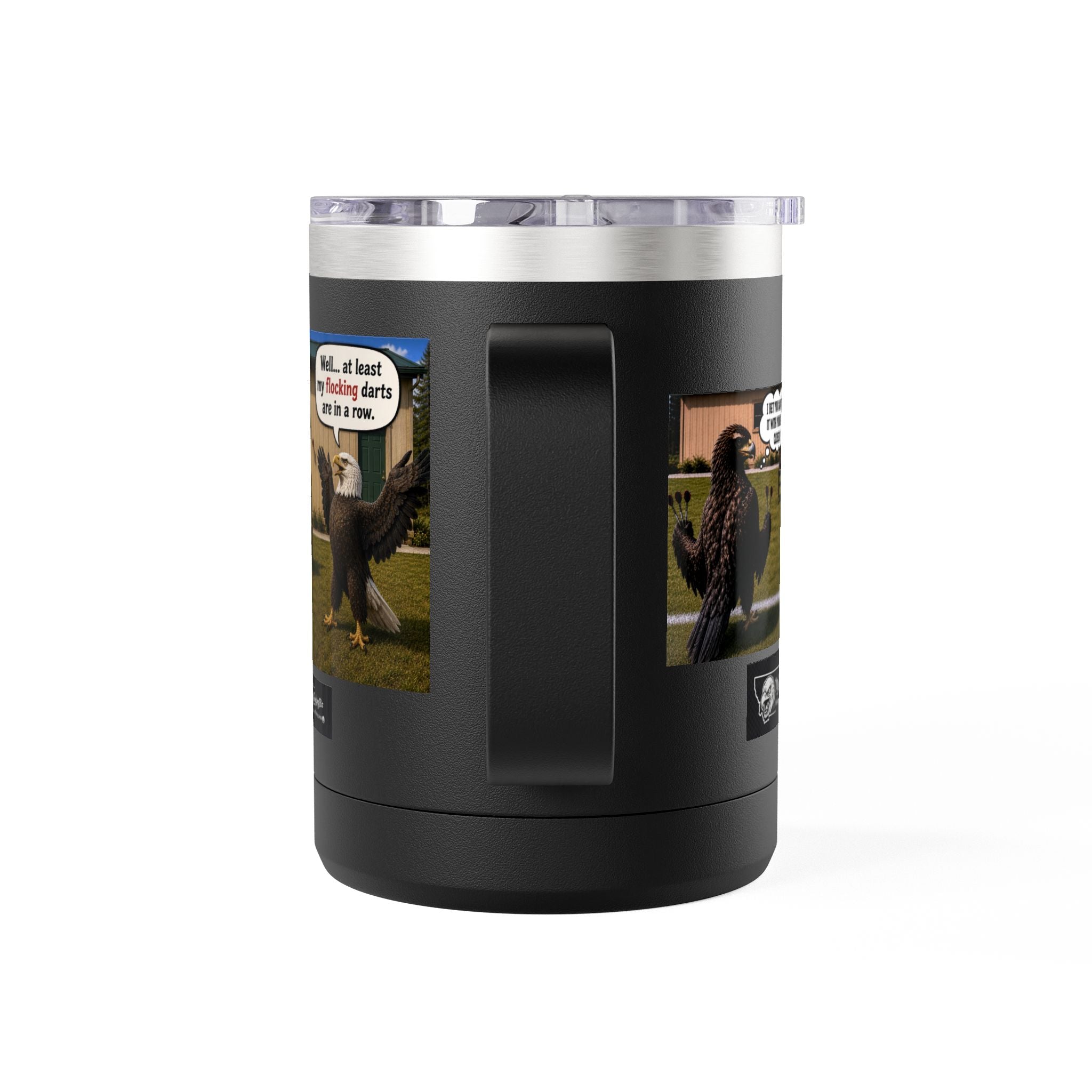 15oz Funny Turkey Dartboard Coffee Tumbler – "Well... at least my flocking darts are in a row"