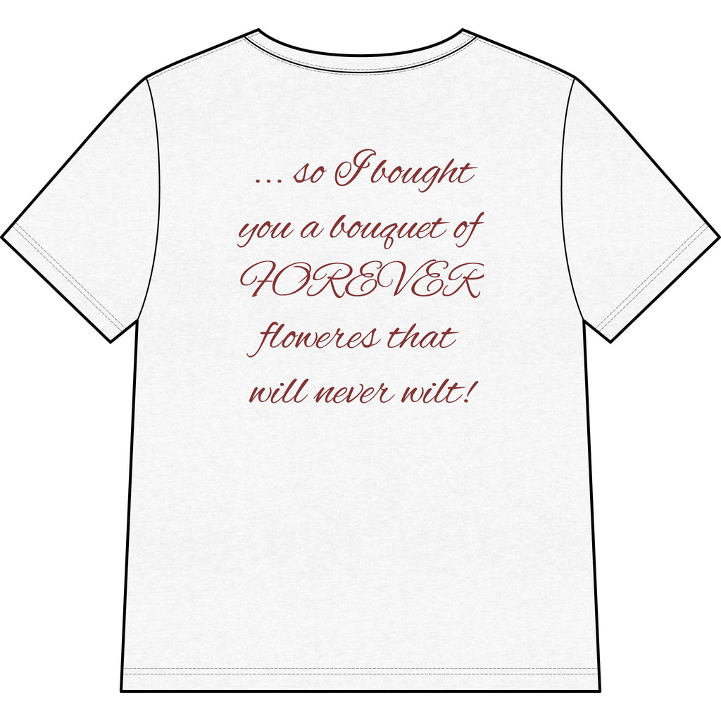 Say Happy Mother's Day with this Heart Tee with flowers that will not wilt — "A Mother's Love is Forever" V‑Neck