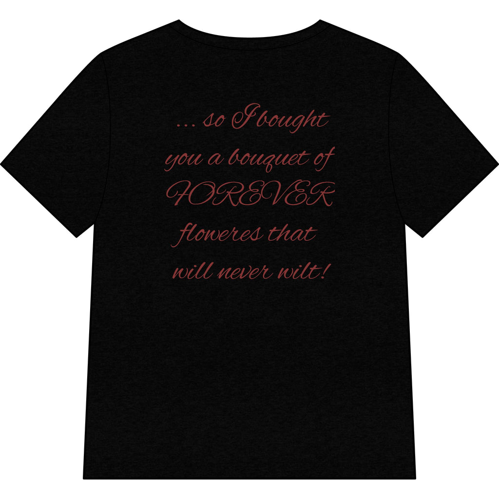 Say Happy Mother's Day with this Heart Tee with flowers that will not wilt — "A Mother's Love is Forever" V‑Neck