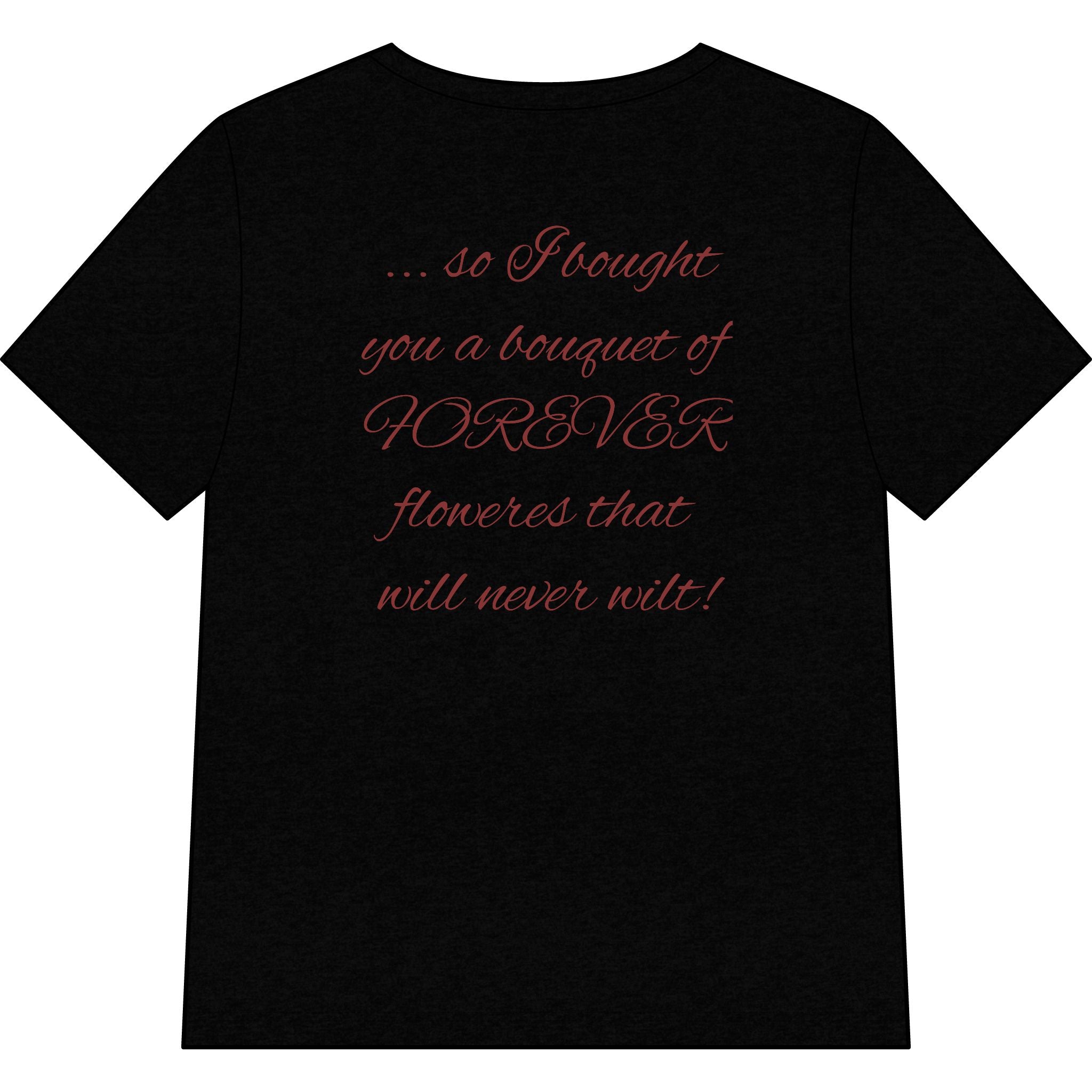 Say Happy Mother's Day with this Heart Tee with flowers that will not wilt — "A Mother's Love is Forever" V‑Neck