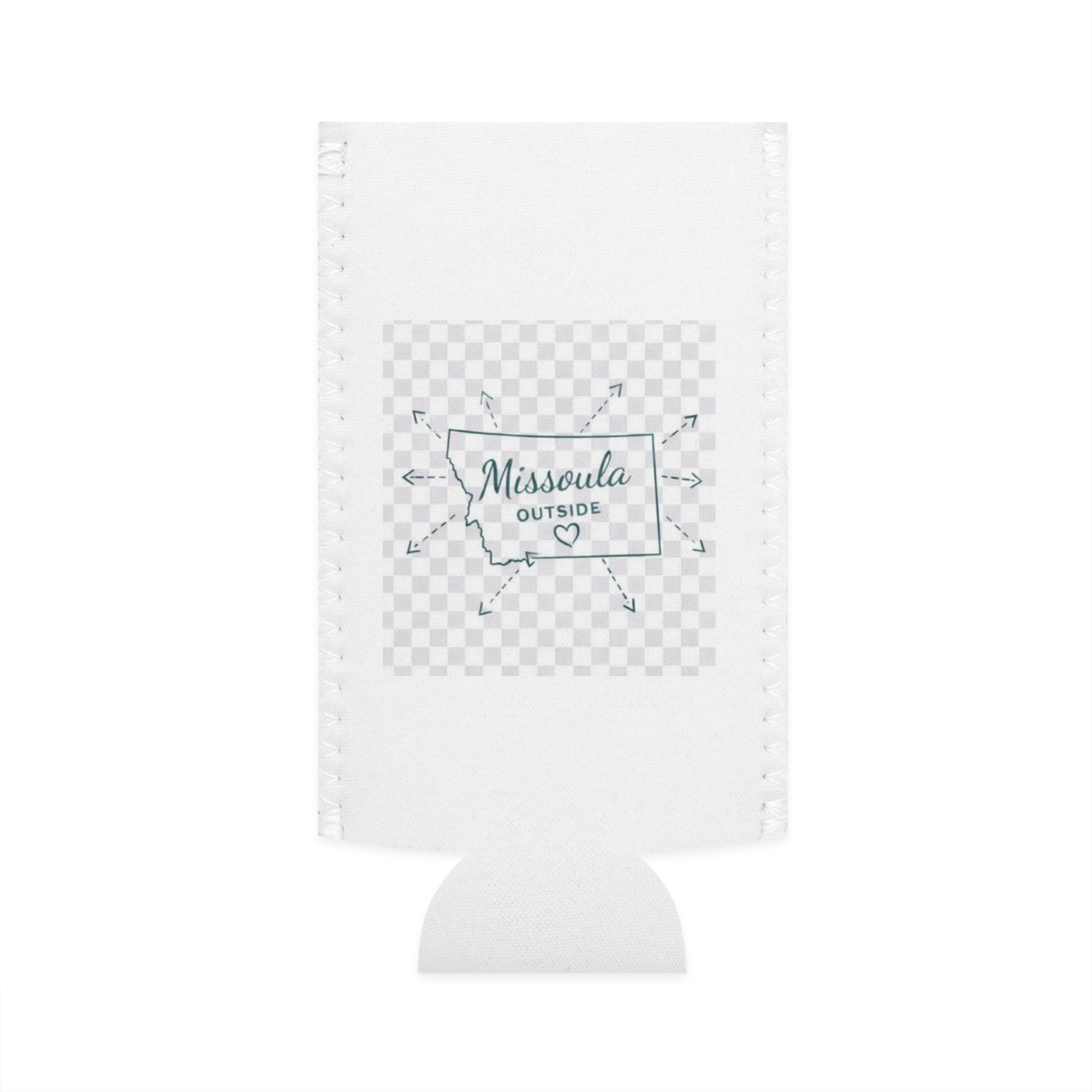 Missoula is Outside Montana Slim Can Cooler – Montana Map Heart Can Cooler for Outdoor Lovers