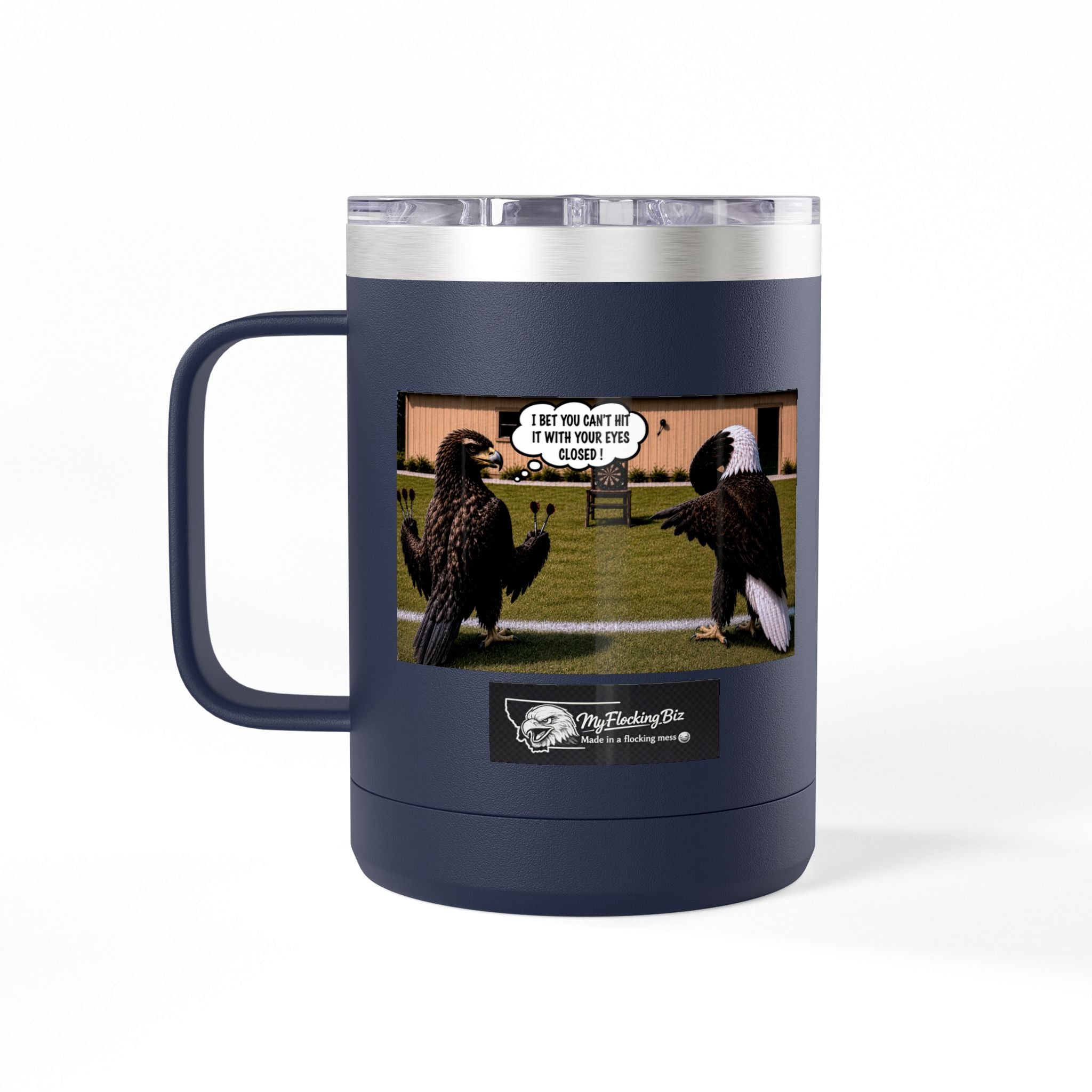 15oz Funny Turkey Dartboard Coffee Tumbler – "Well... at least my flocking darts are in a row"