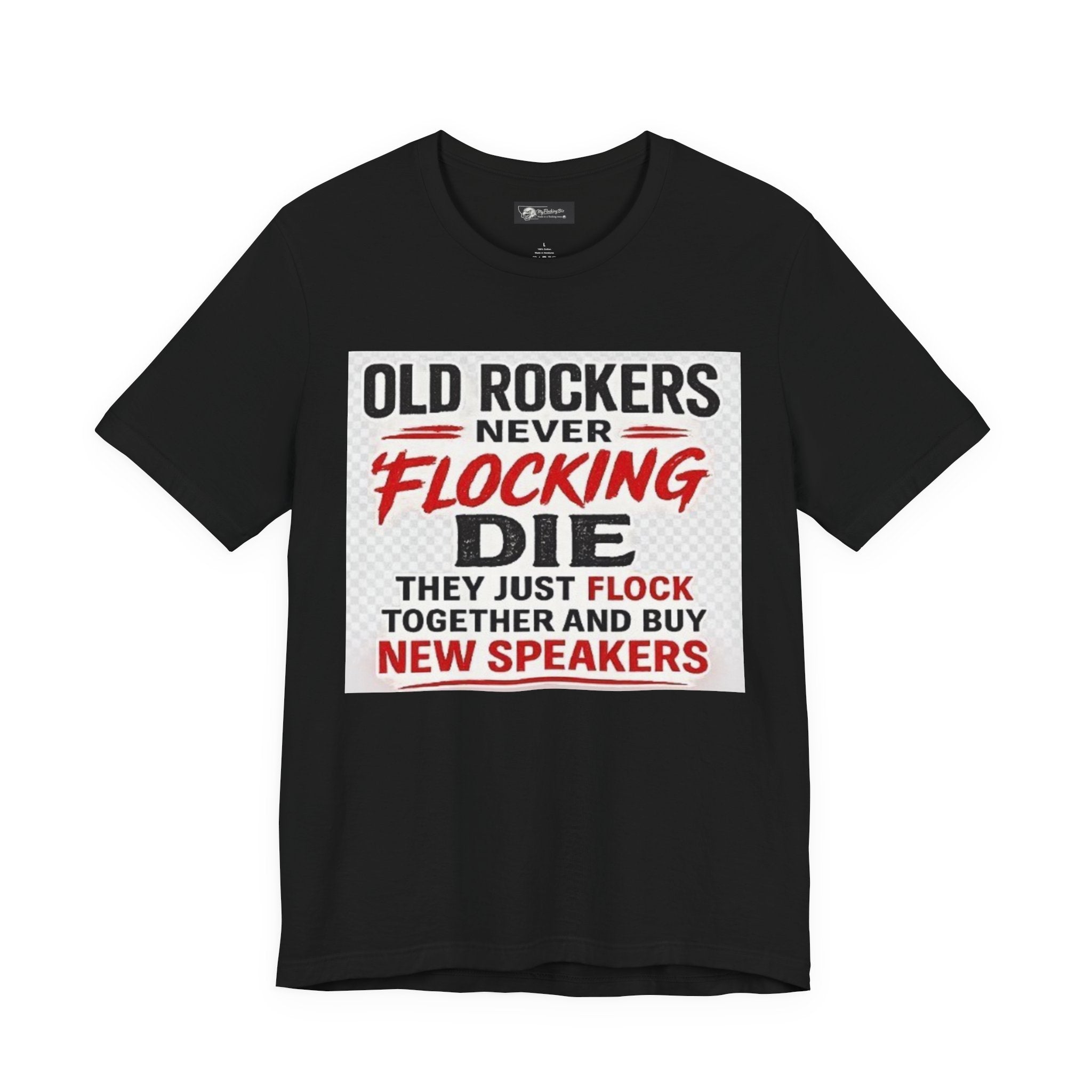 Rockers Never Die Graphic Tee — "Old Rockers Never Flocking Die" Vintage Music T-Shirt