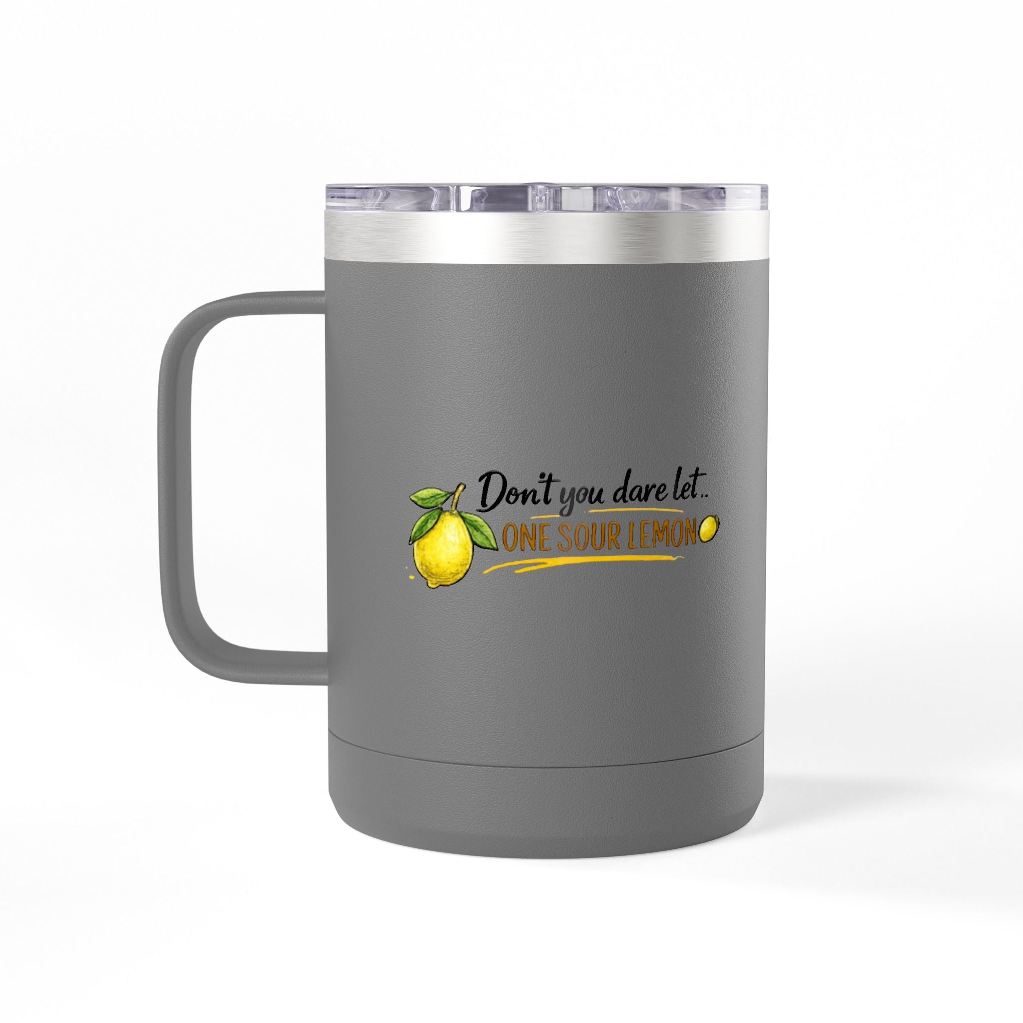 Flocking Squeeze 15oz Insulated Coffee Mug Tumbler – Cute Lemon Pun Gift