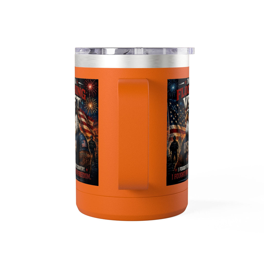 Flocking Proud Veteran Eagle Coffee Tumbler 15oz — “I’m a Flocking Vet” USA Patriotic Mug