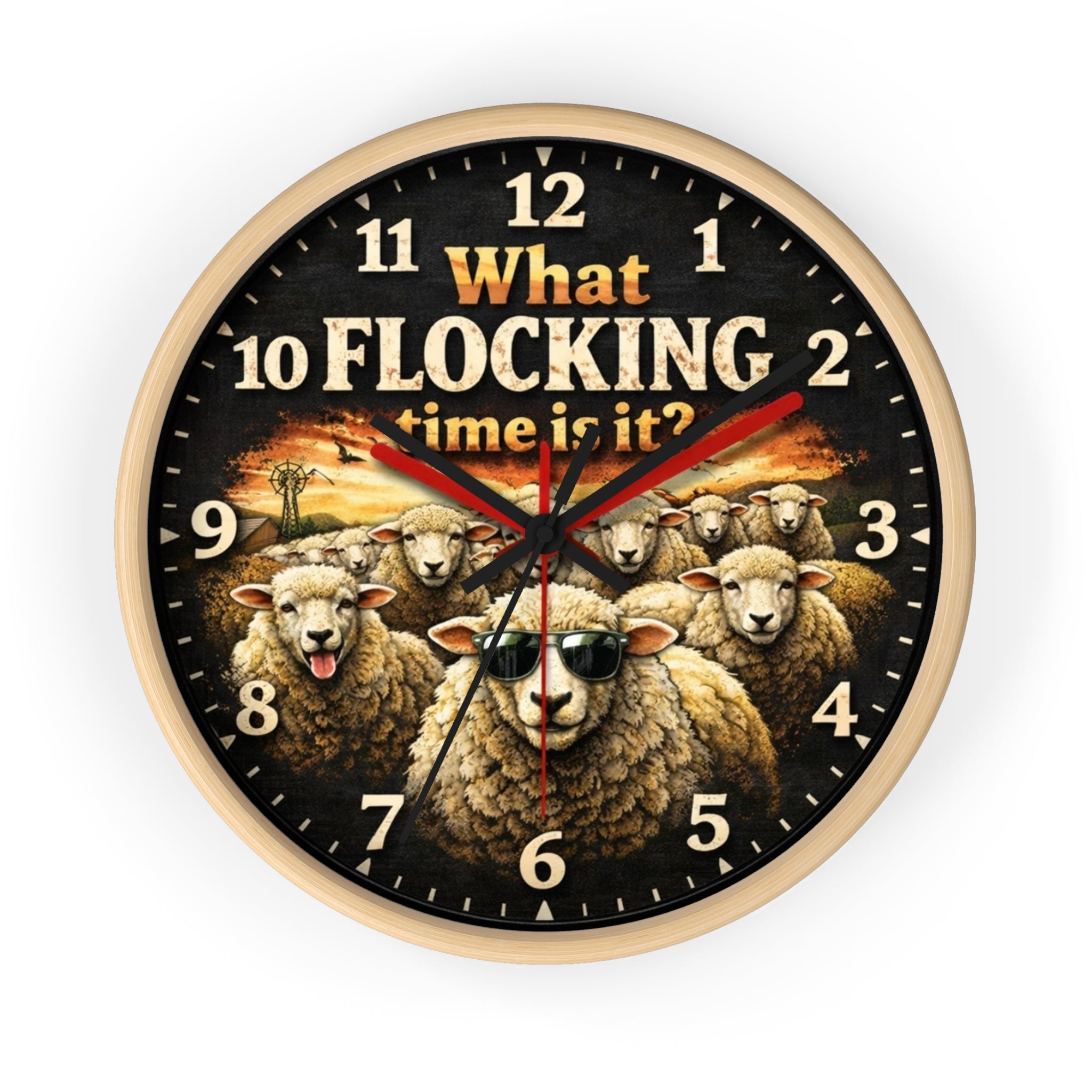 What Flocking Time Is It? Sheep Wall Clock — Funny Farm Animal Decor