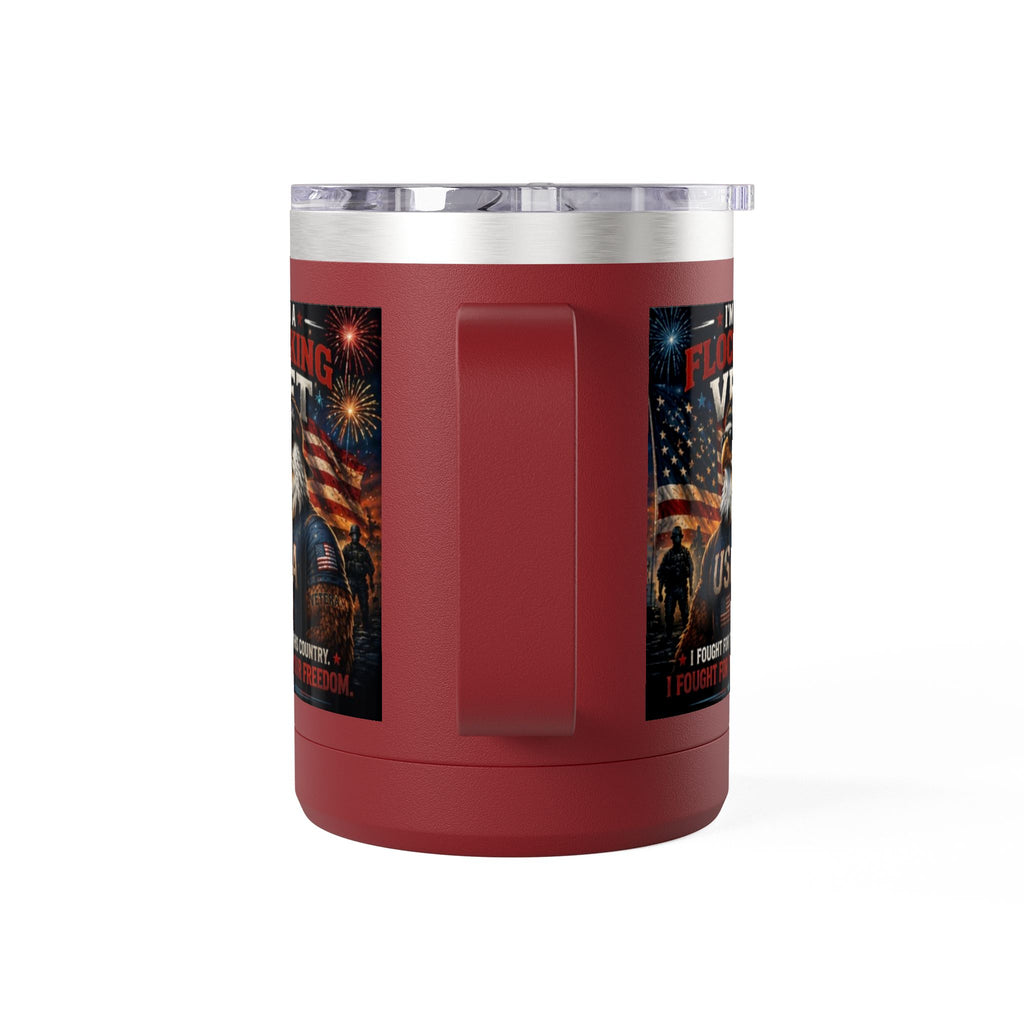 Flocking Proud Veteran Eagle Coffee Tumbler 15oz — “I’m a Flocking Vet” USA Patriotic Mug
