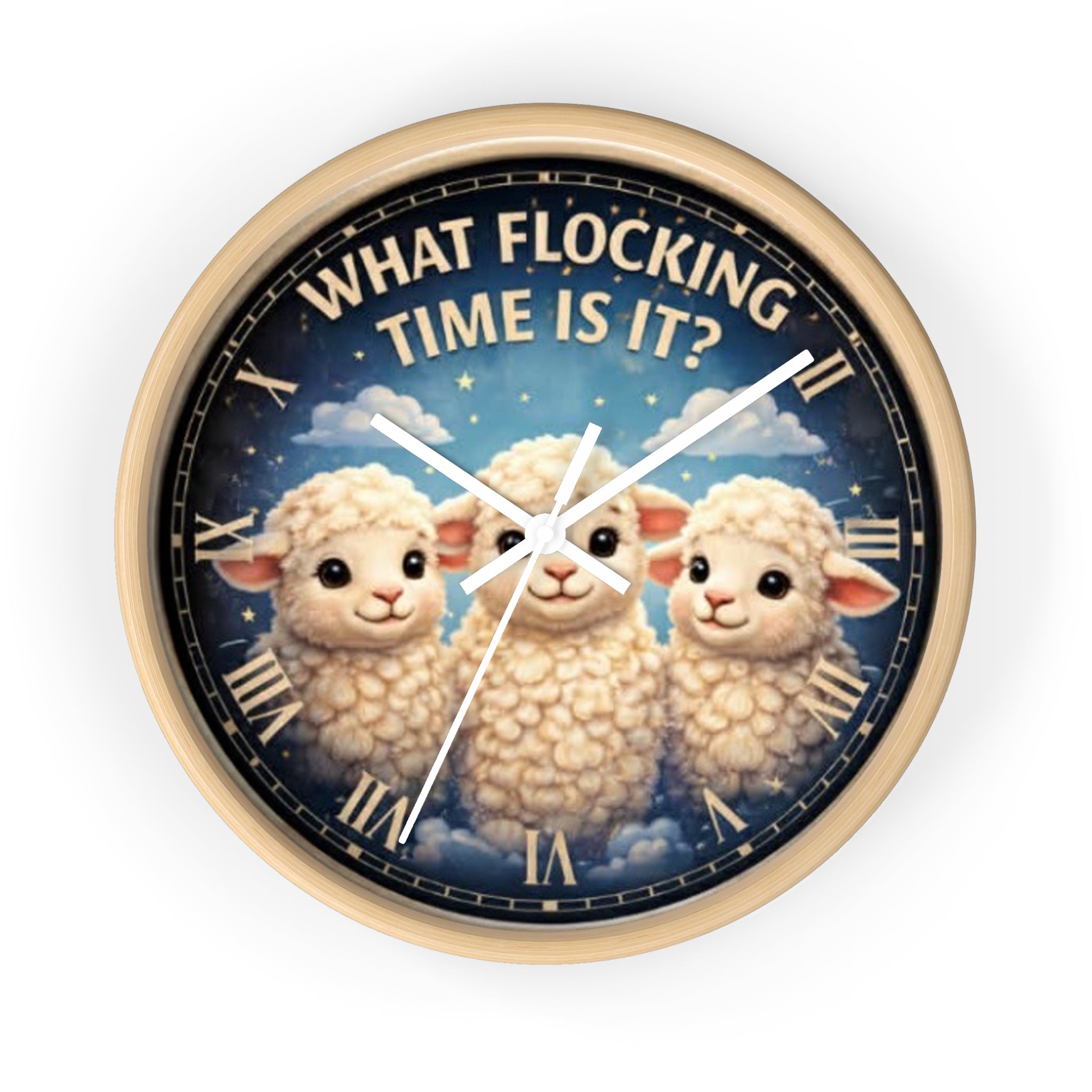 What Flocking Time Is It? Cute Lamb Wall Clock — Nursery Farm Animal Decor