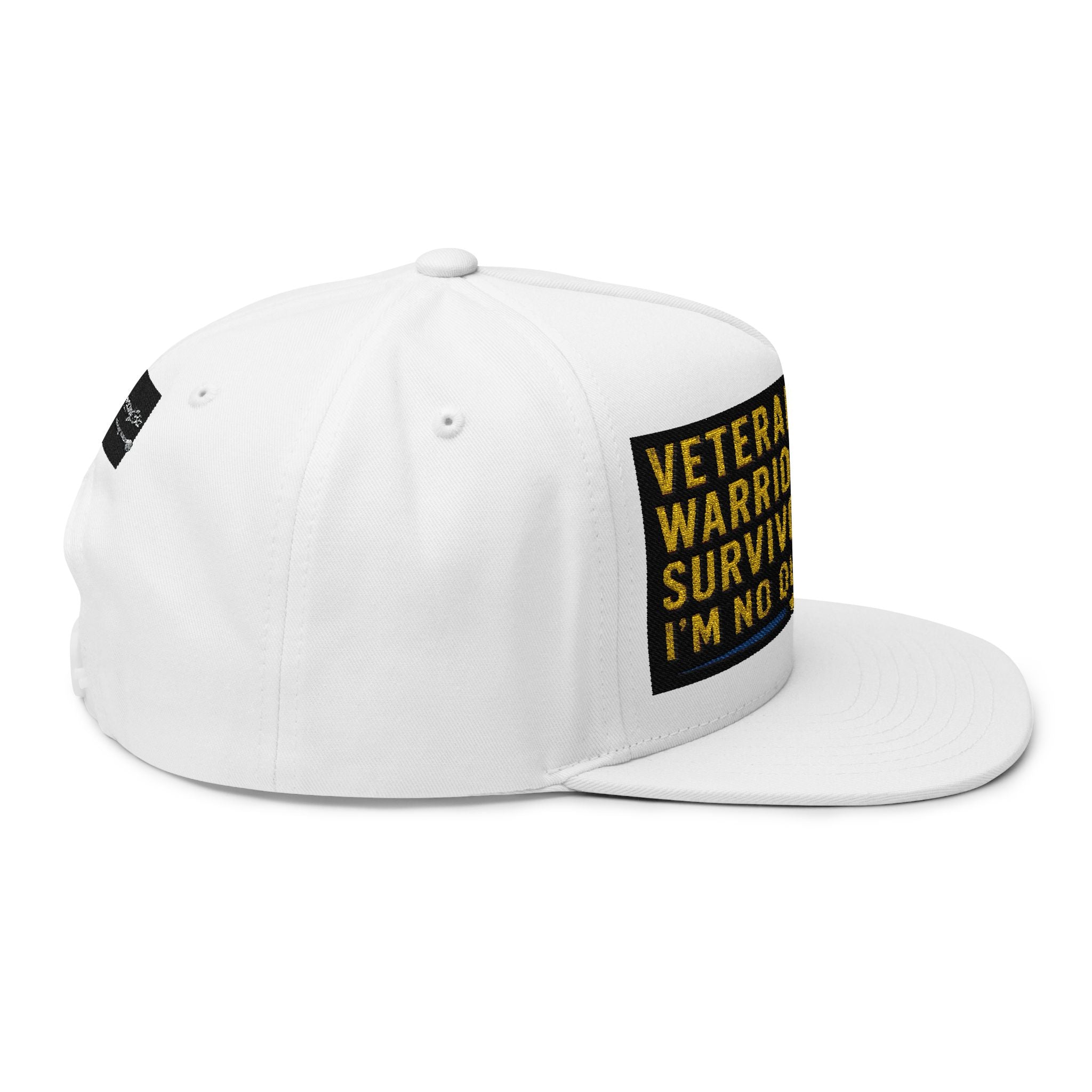 Veteran Warrior Survivor Embroidered Flat Bill Cap – "I’m No Quitter"