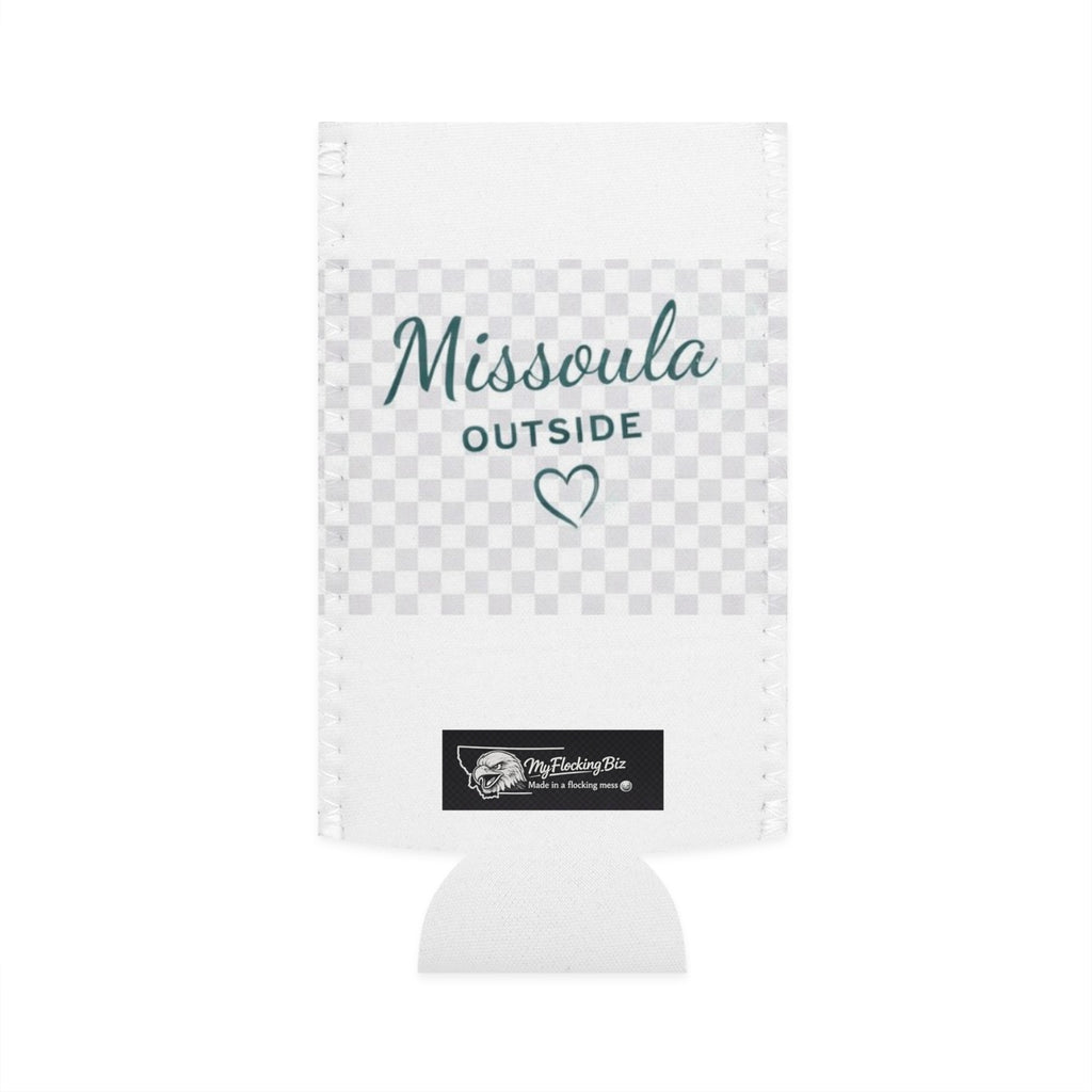 Missoula is Outside Montana Slim Can Cooler – Montana Map Heart Can Cooler for Outdoor Lovers