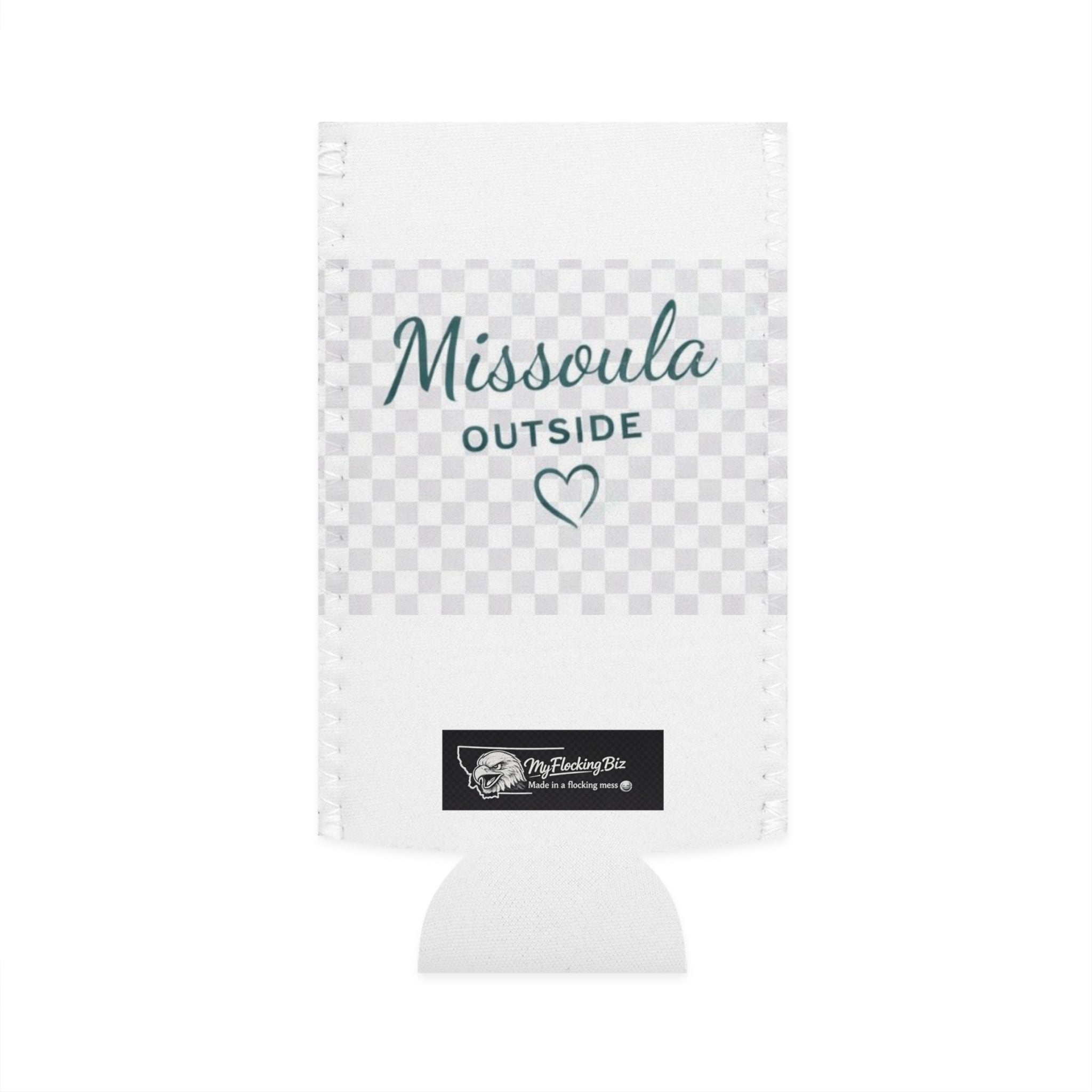 Missoula is Outside Montana Slim Can Cooler – Montana Map Heart Can Cooler for Outdoor Lovers