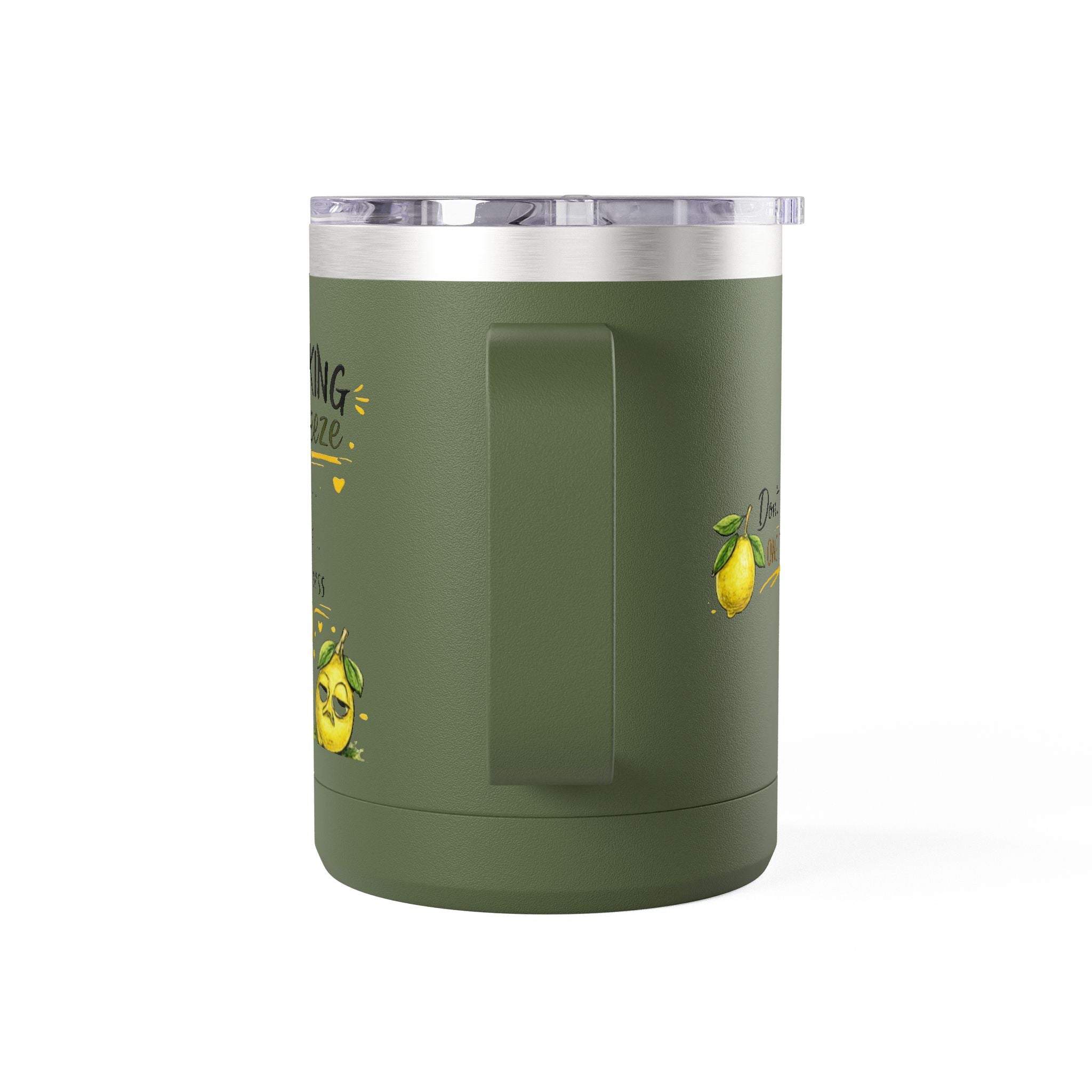 Flocking Squeeze 15oz Insulated Coffee Mug Tumbler – Cute Lemon Pun Gift
