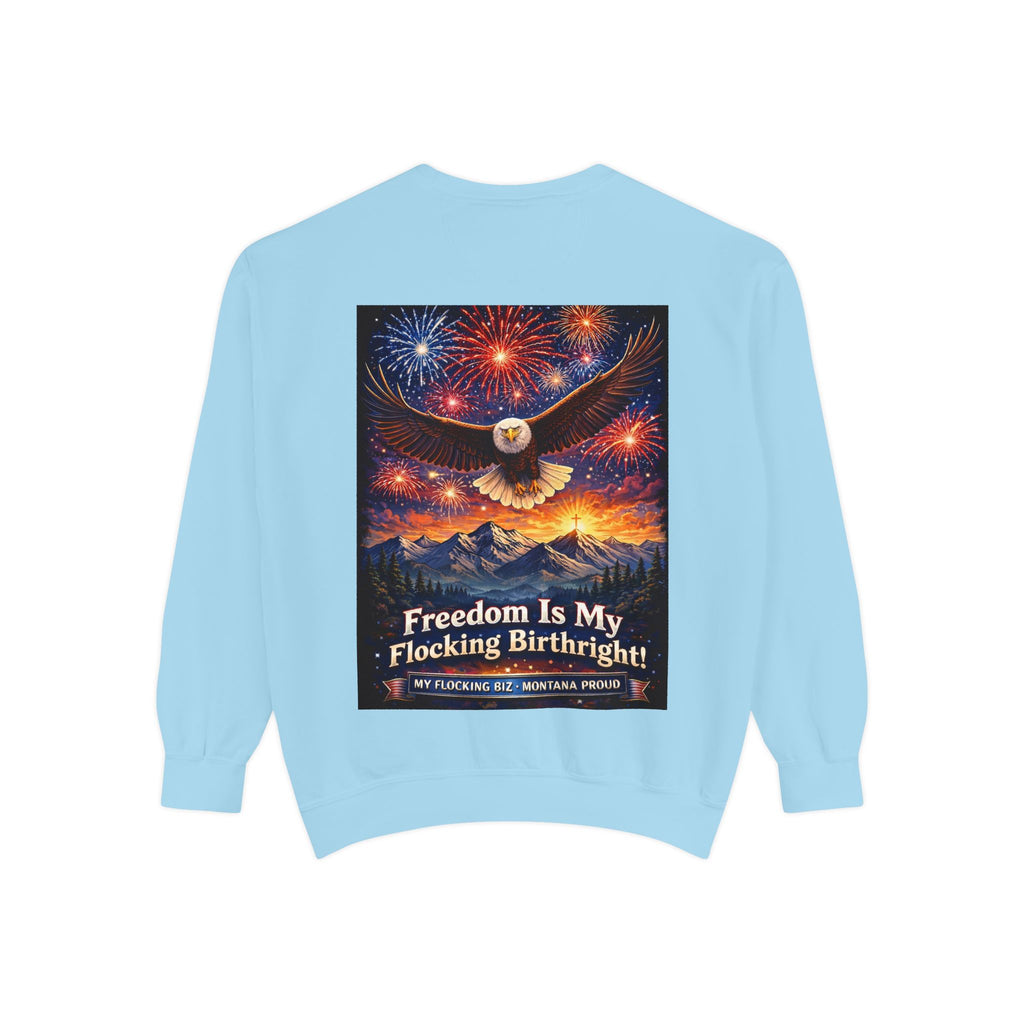 Freedom Is My Flocking Birthright Sweatshirt — Eagle & Fireworks Patriotic Crewneck
