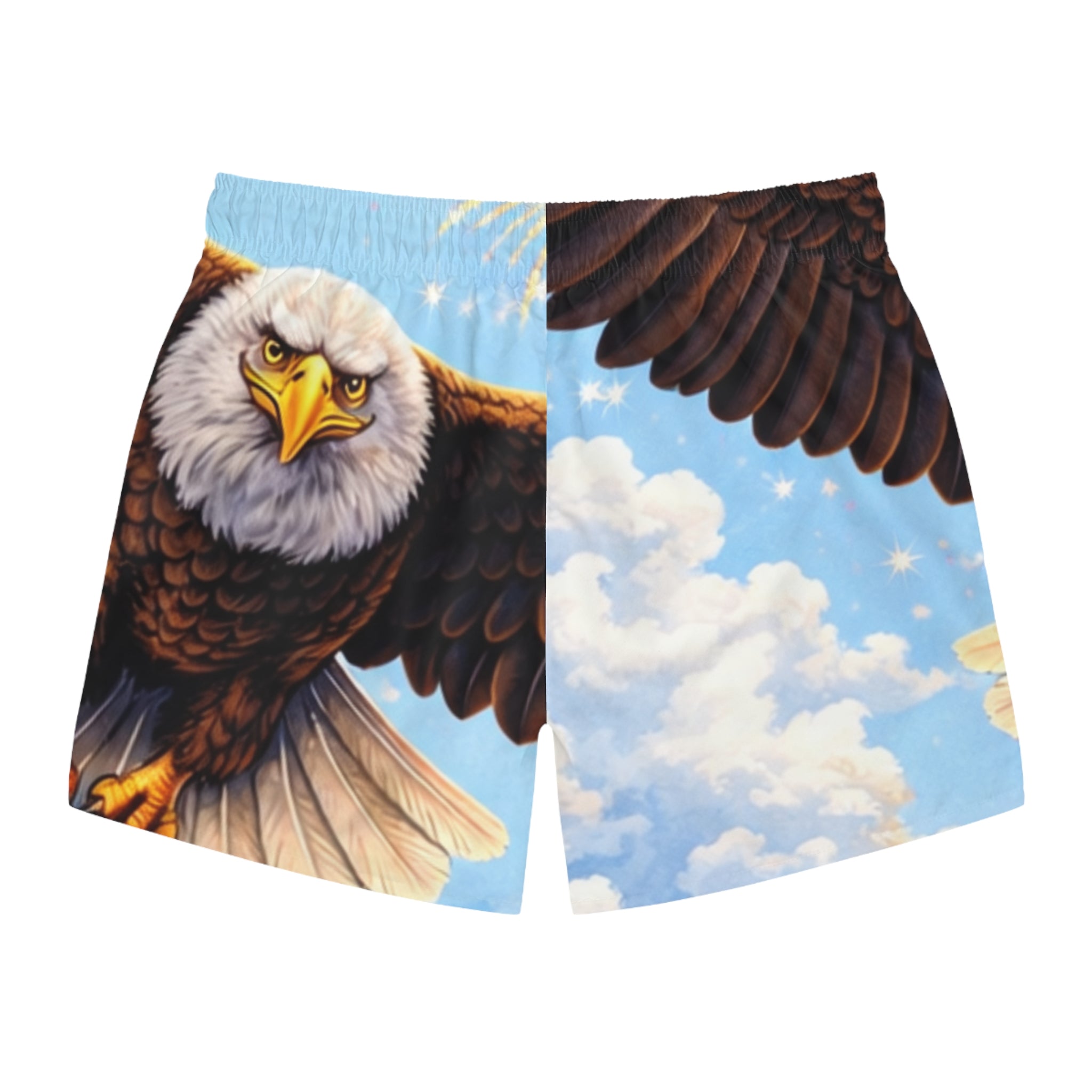 My Flocking Biz Fourth Of July Holiday edition Eagle Sky Swim Trunks — All-Over Print Patriotic Bird Beach Shorts