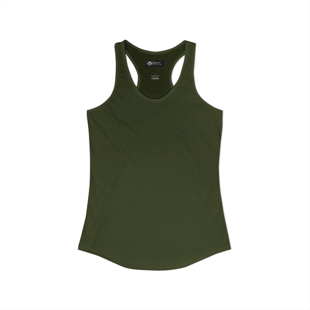With this women's tank top you can tell tourists where to actually find Missoula ha ha when you wear this Ideal Racerback Tank