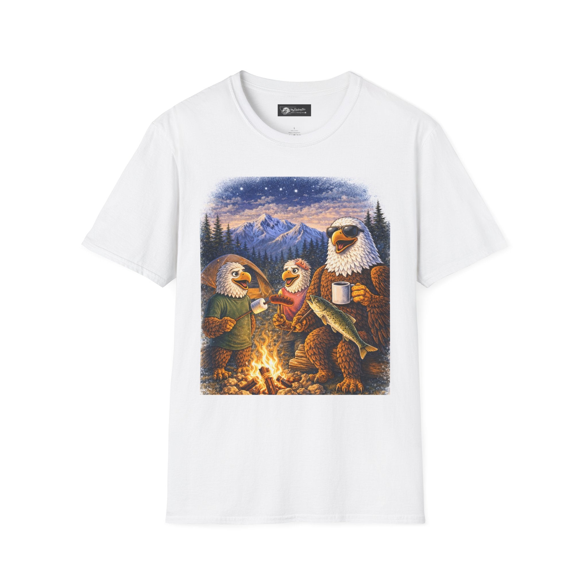 Flocking Camping Unisex Softstyle T-Shirt