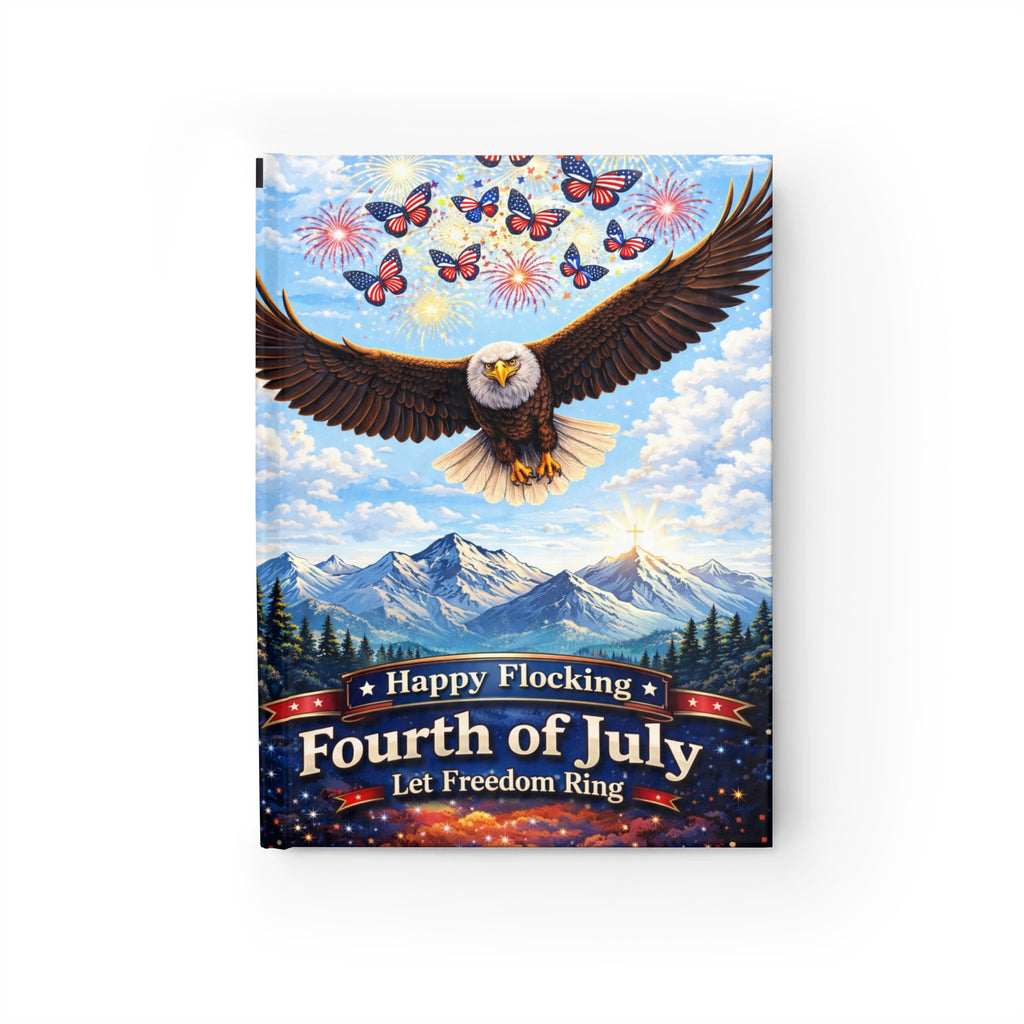 Fourth of July Eagle Journal — "Happy Flocking Fourth of July" Patriotic Ruled Notebook