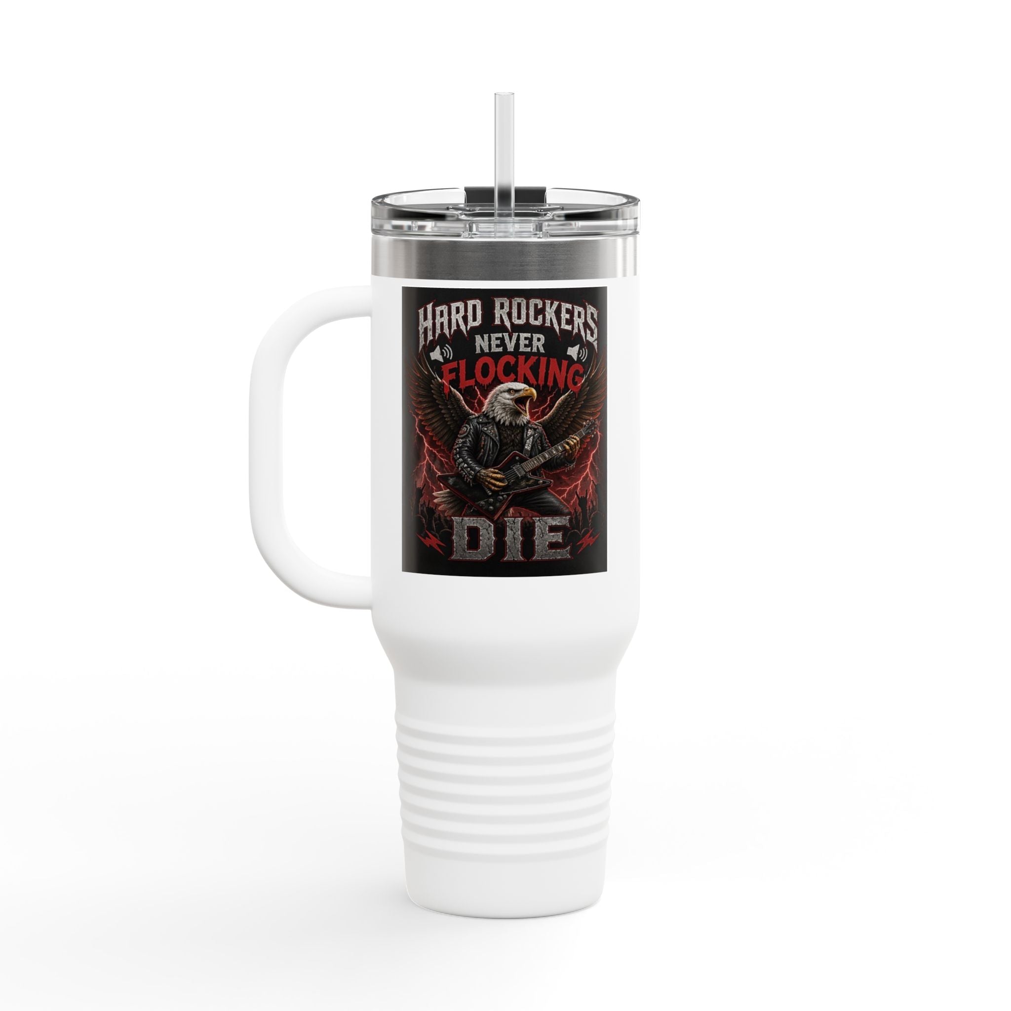 40oz Insulated Travel Mug — “They Just Flock Together and Buy New Speakers” Music Lover Tumbler