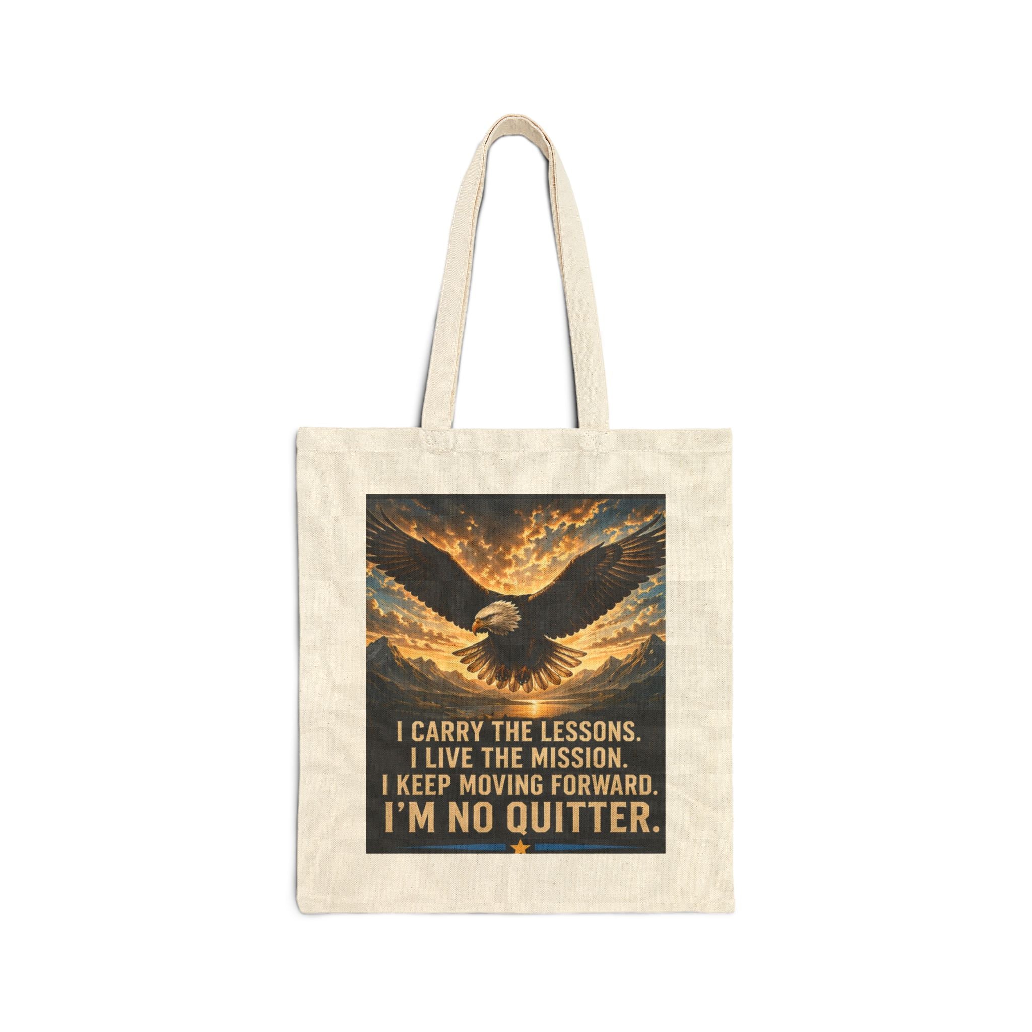 Inspirational Tote Bag it doesn't just carry items but your feelings — Inspirational Eagle Tote “I Carry the Lessons... I’m No Quitter”