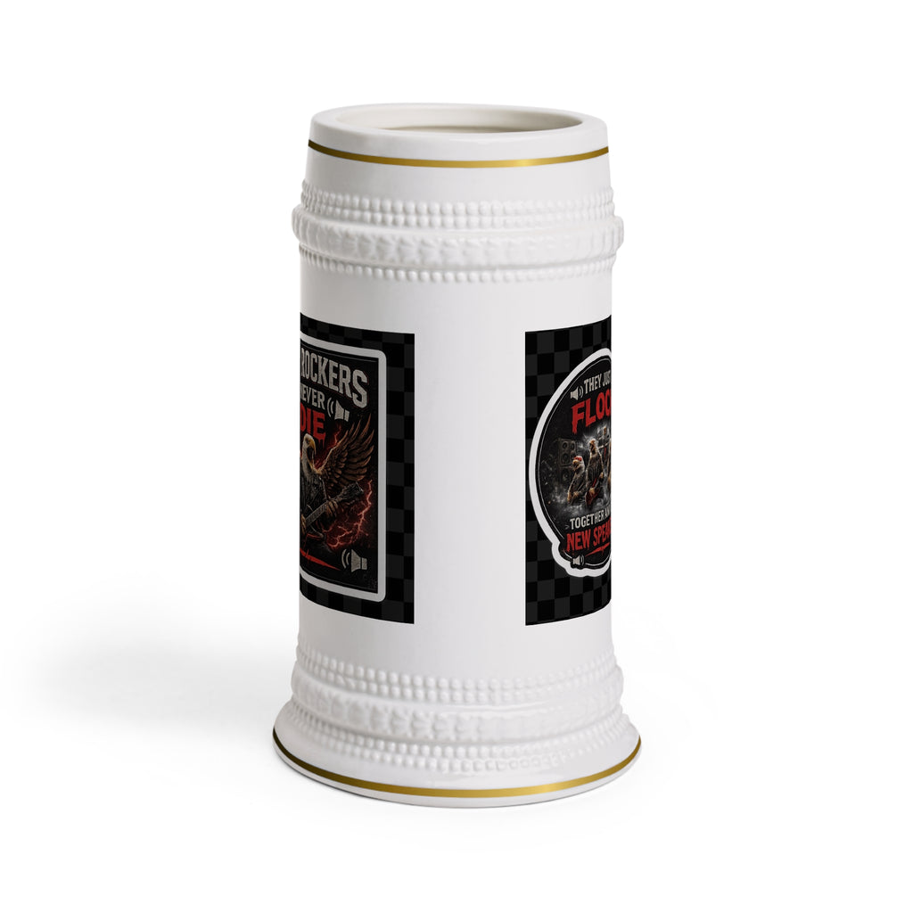 Old Rockers Never Die Ceramic Beer Stein Mug – Vintage Eagle Rock Music Gift