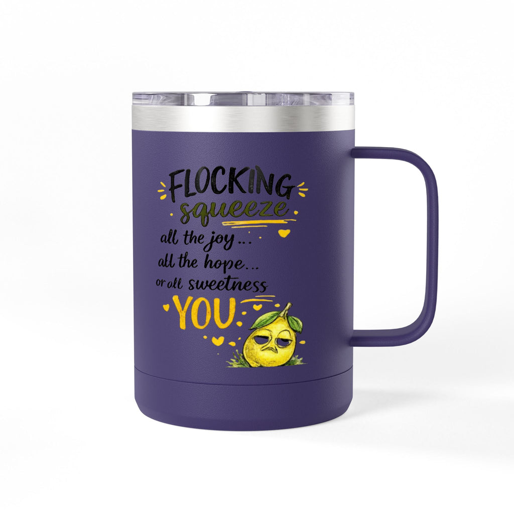 Flocking Squeeze 15oz Insulated Coffee Mug Tumbler – Cute Lemon Pun Gift