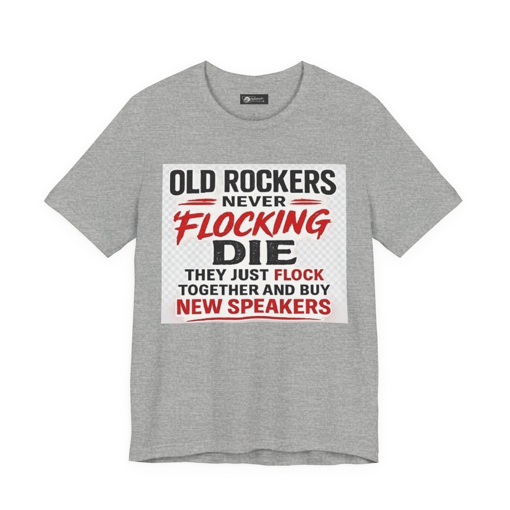 Rockers Never Die Graphic Tee — "Old Rockers Never Flocking Die" Vintage Music T-Shirt