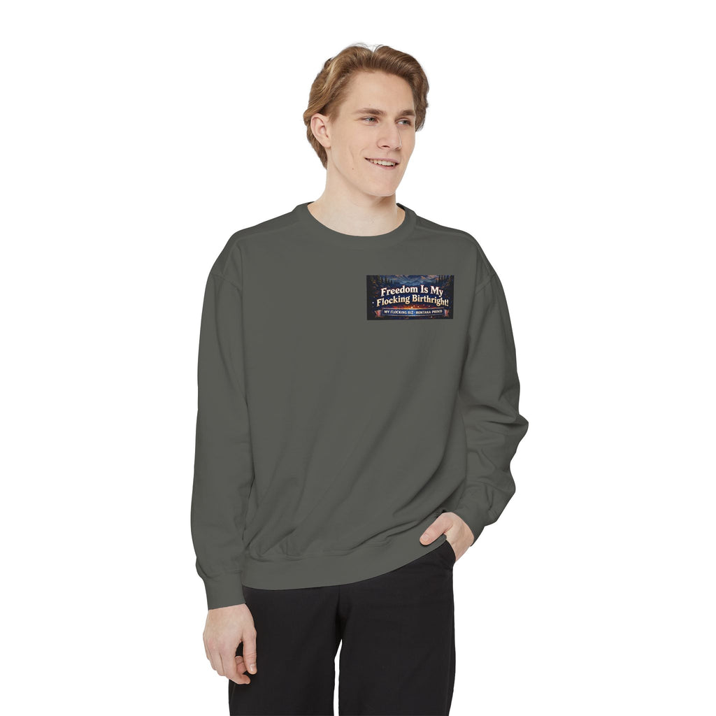 Freedom Is My Flocking Birthright Sweatshirt — Eagle & Fireworks Patriotic Crewneck