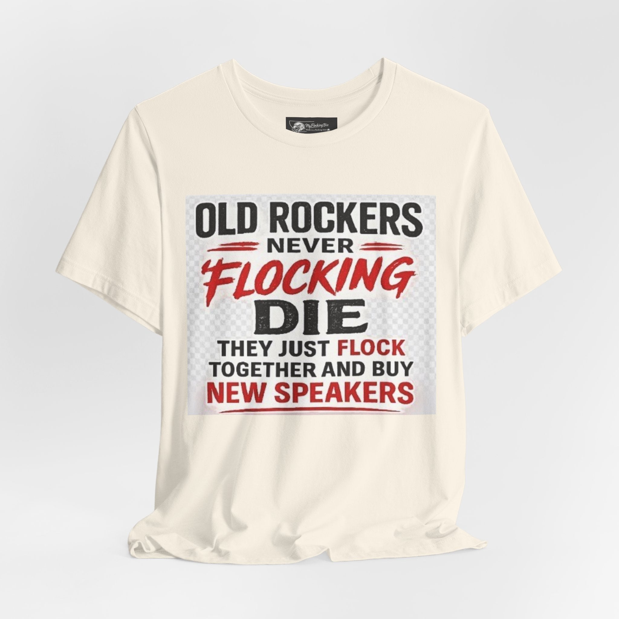 Rockers Never Die Graphic Tee — "Old Rockers Never Flocking Die" Vintage Music T-Shirt