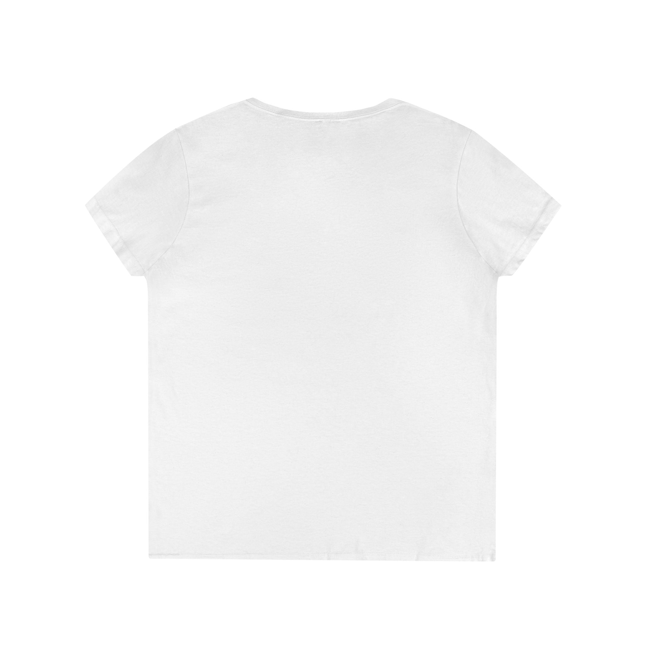 Ladies' V-Neck T-Shirt — "Flocking Maze-oula" Retro Turkey Humor Tee