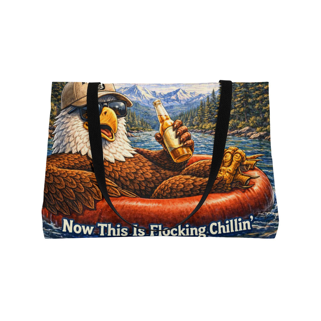 Flocking chillin' Float Tote Bag — "Now This Is Flocking Chillin'" Weekender Beach Bag