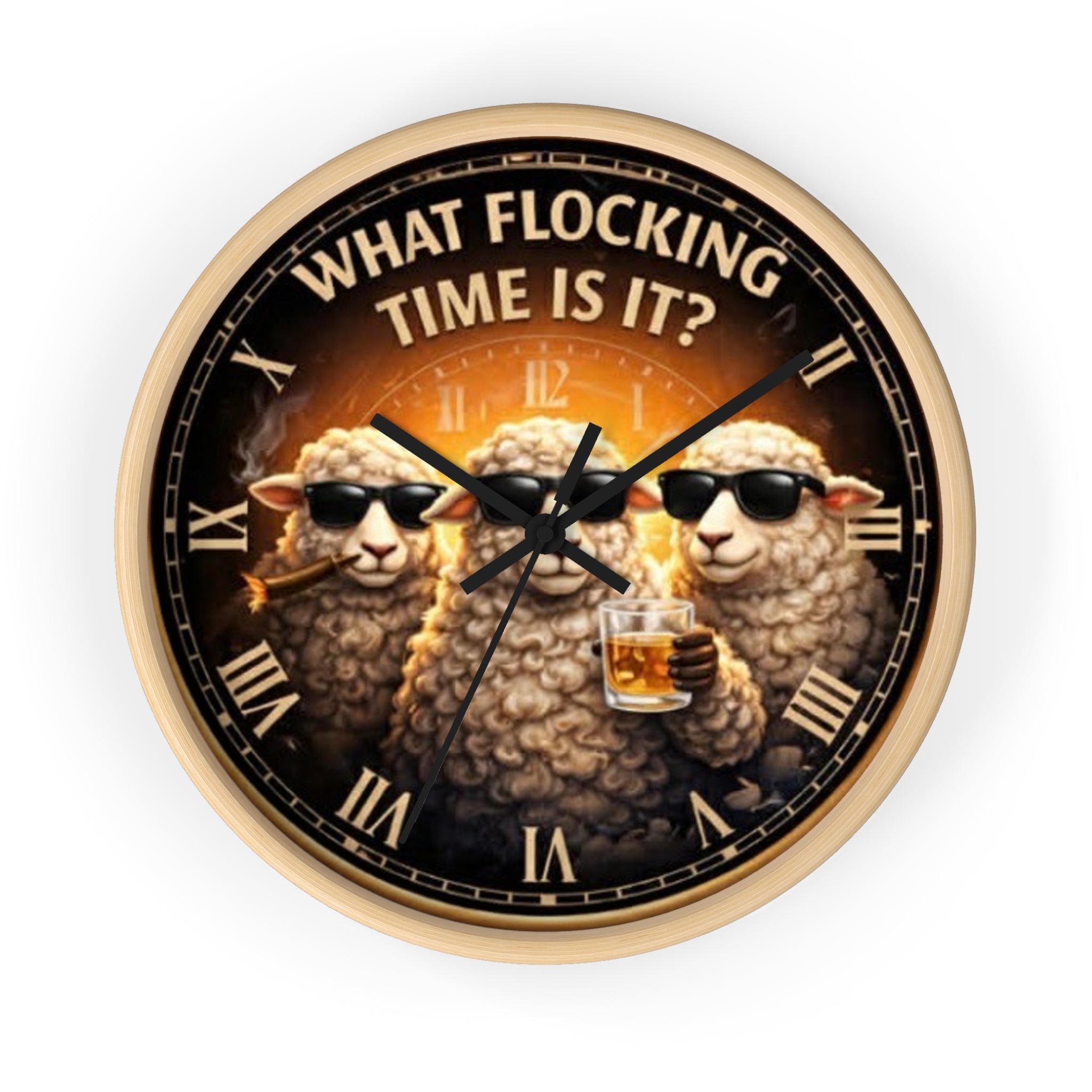 Wall Clock — "What Flocking Time Is It?" Funny Sheep Drinking Clock