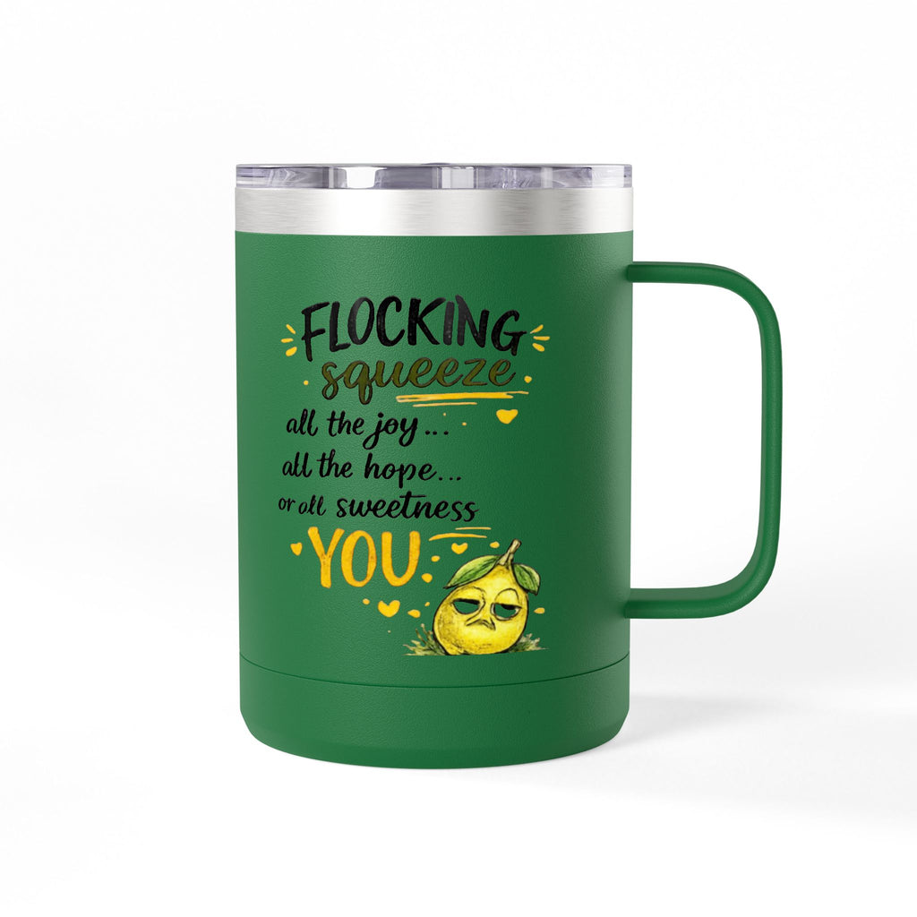 Flocking Squeeze 15oz Insulated Coffee Mug Tumbler – Cute Lemon Pun Gift