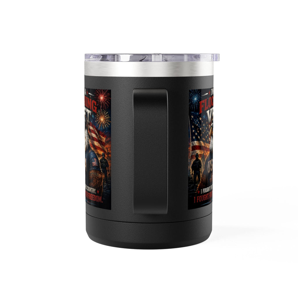 Flocking Proud Veteran Eagle Coffee Tumbler 15oz — “I’m a Flocking Vet” USA Patriotic Mug