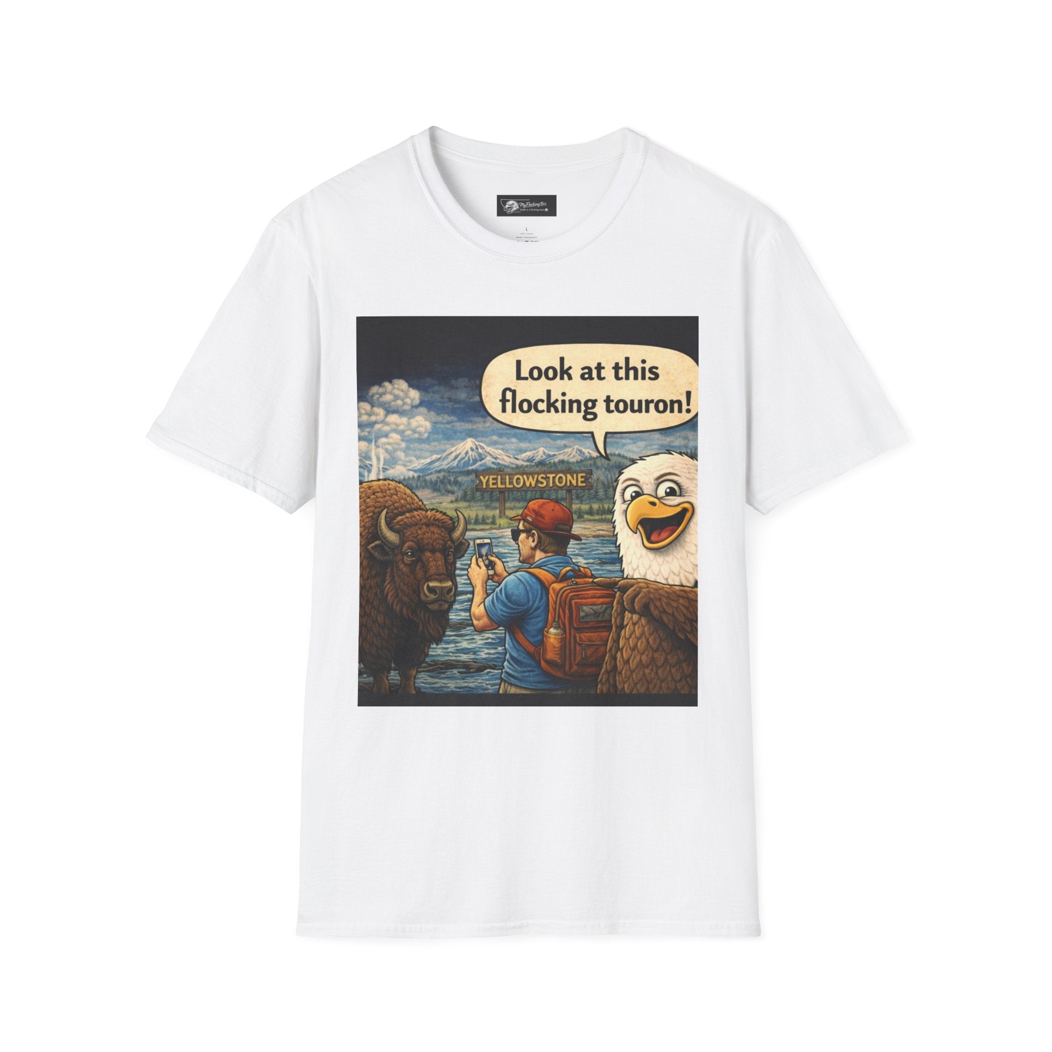 Yellowstone Tour T-Shirt — 'Look at this flocking touron!' Vintage Park Humor Tee