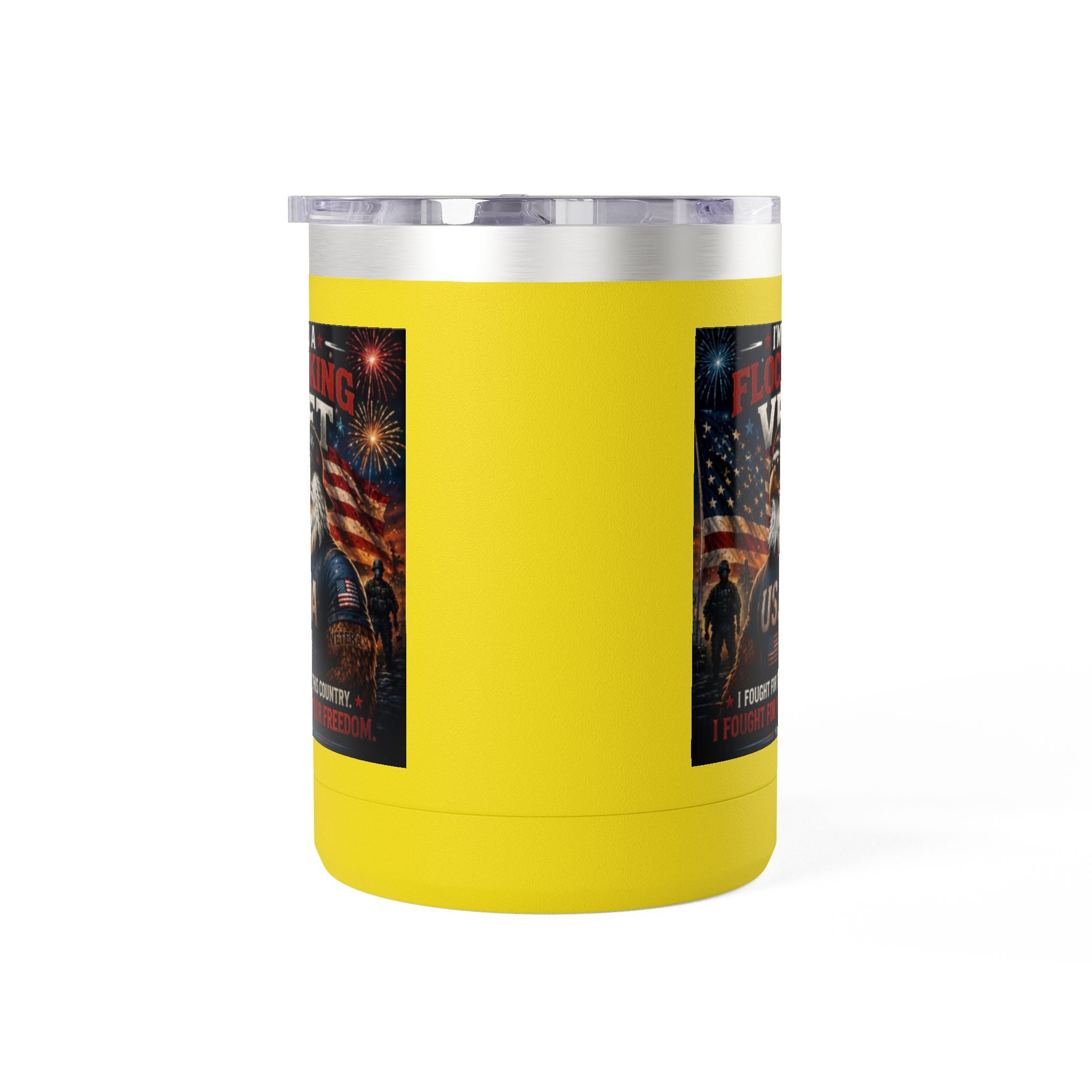 Flocking Proud Veteran Eagle Coffee Tumbler 15oz — “I’m a Flocking Vet” USA Patriotic Mug