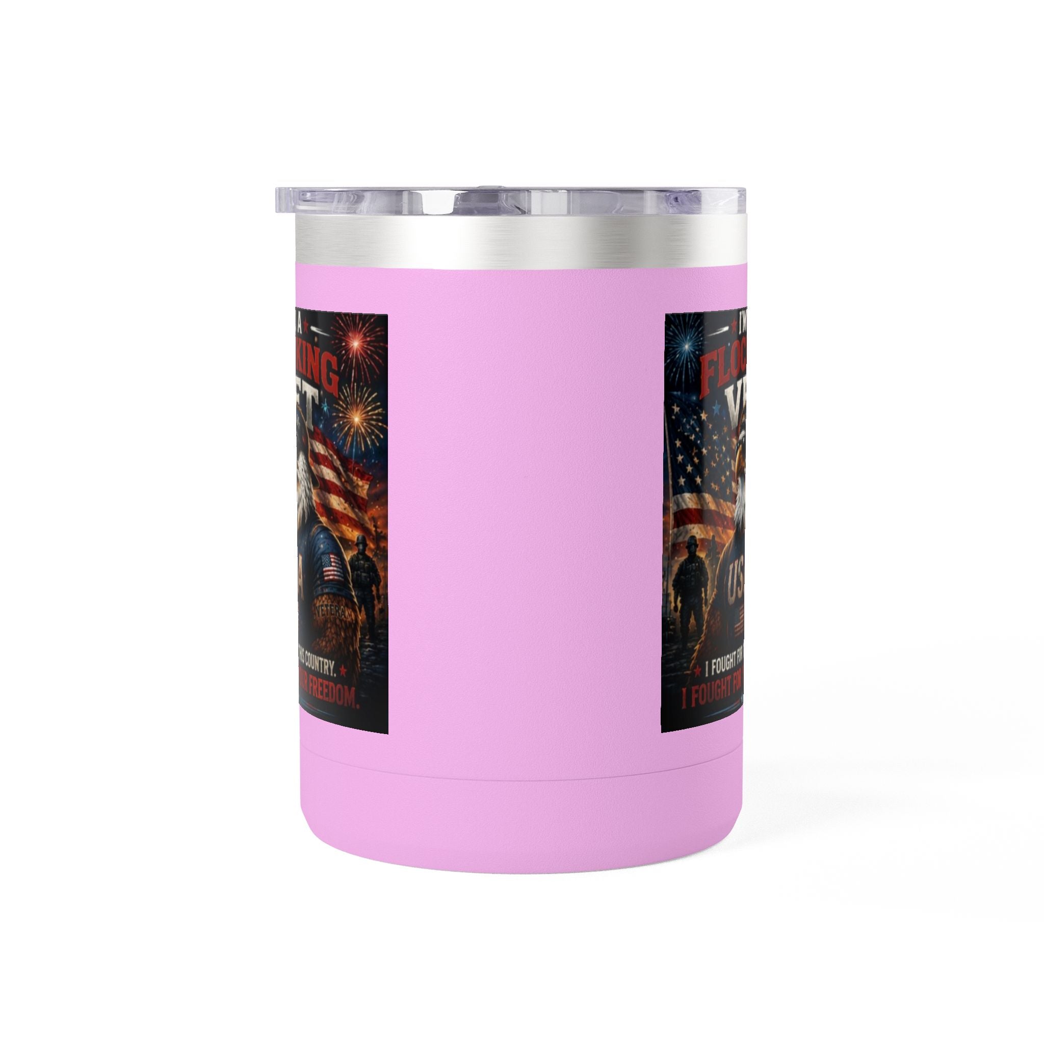 Flocking Proud Veteran Eagle Coffee Tumbler 15oz — “I’m a Flocking Vet” USA Patriotic Mug
