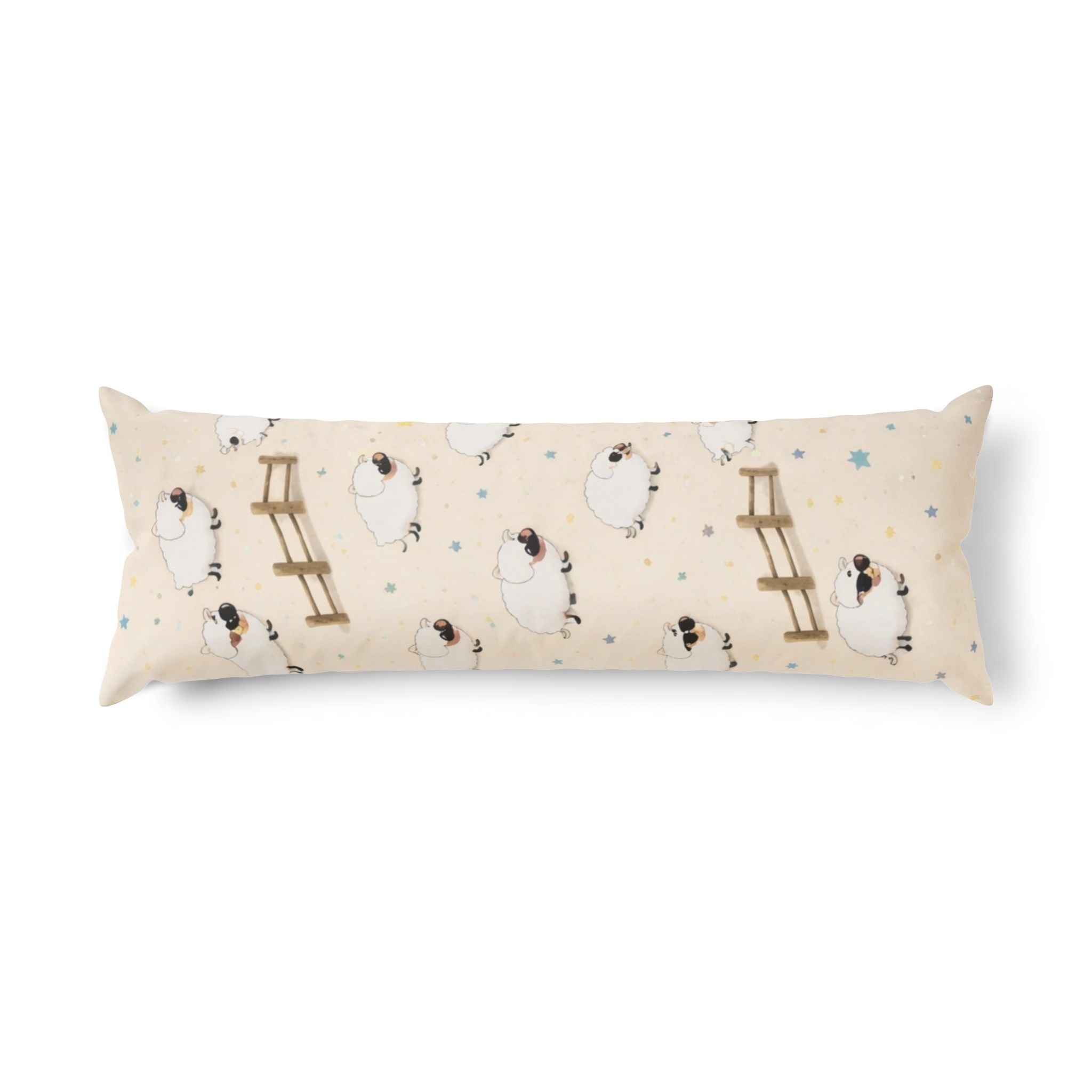 Sheep & Ladder Cute Body Pillow — Cream Nursery Bolster for Kids & Cozy Home