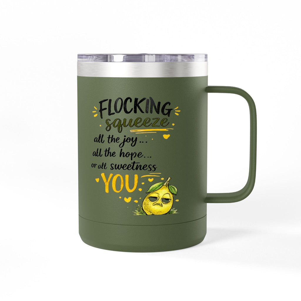 Flocking Squeeze 15oz Insulated Coffee Mug Tumbler – Cute Lemon Pun Gift