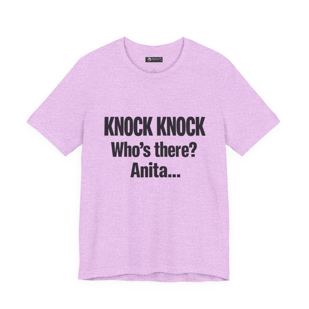 Knock Knock Who's There? Anita… Funny Joke Tee — "I Need a Flocking Maid" Back-Print T-Shirt
