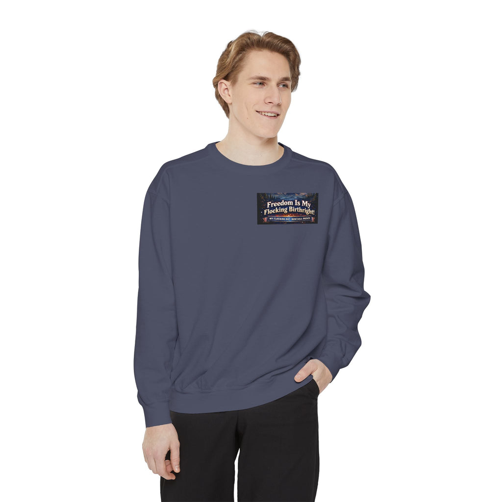 Freedom Is My Flocking Birthright Sweatshirt — Eagle & Fireworks Patriotic Crewneck