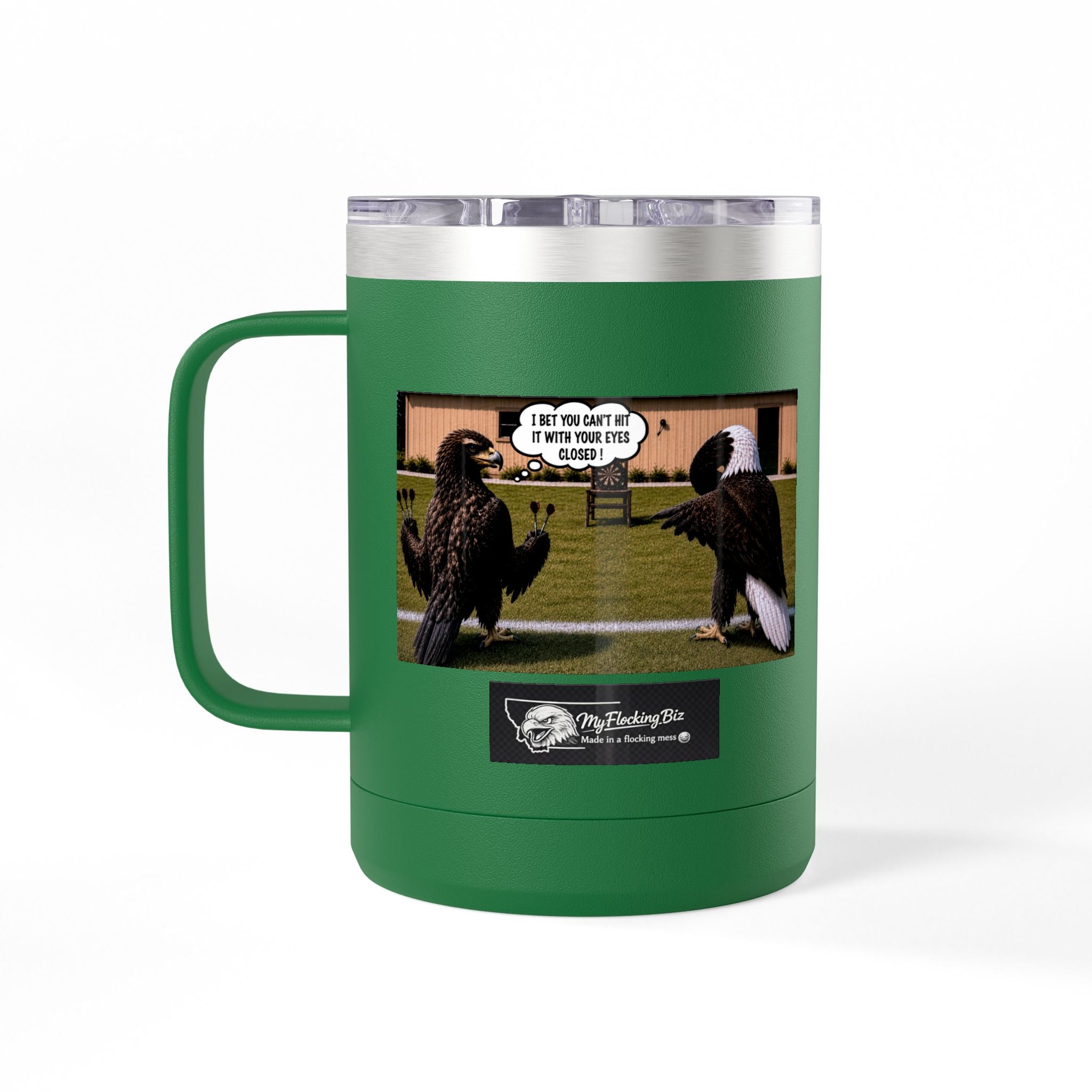 15oz Funny Turkey Dartboard Coffee Tumbler – "Well... at least my flocking darts are in a row"