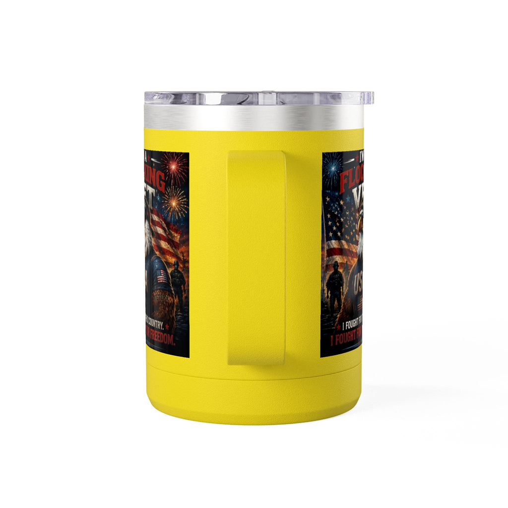 Flocking Proud Veteran Eagle Coffee Tumbler 15oz — “I’m a Flocking Vet” USA Patriotic Mug