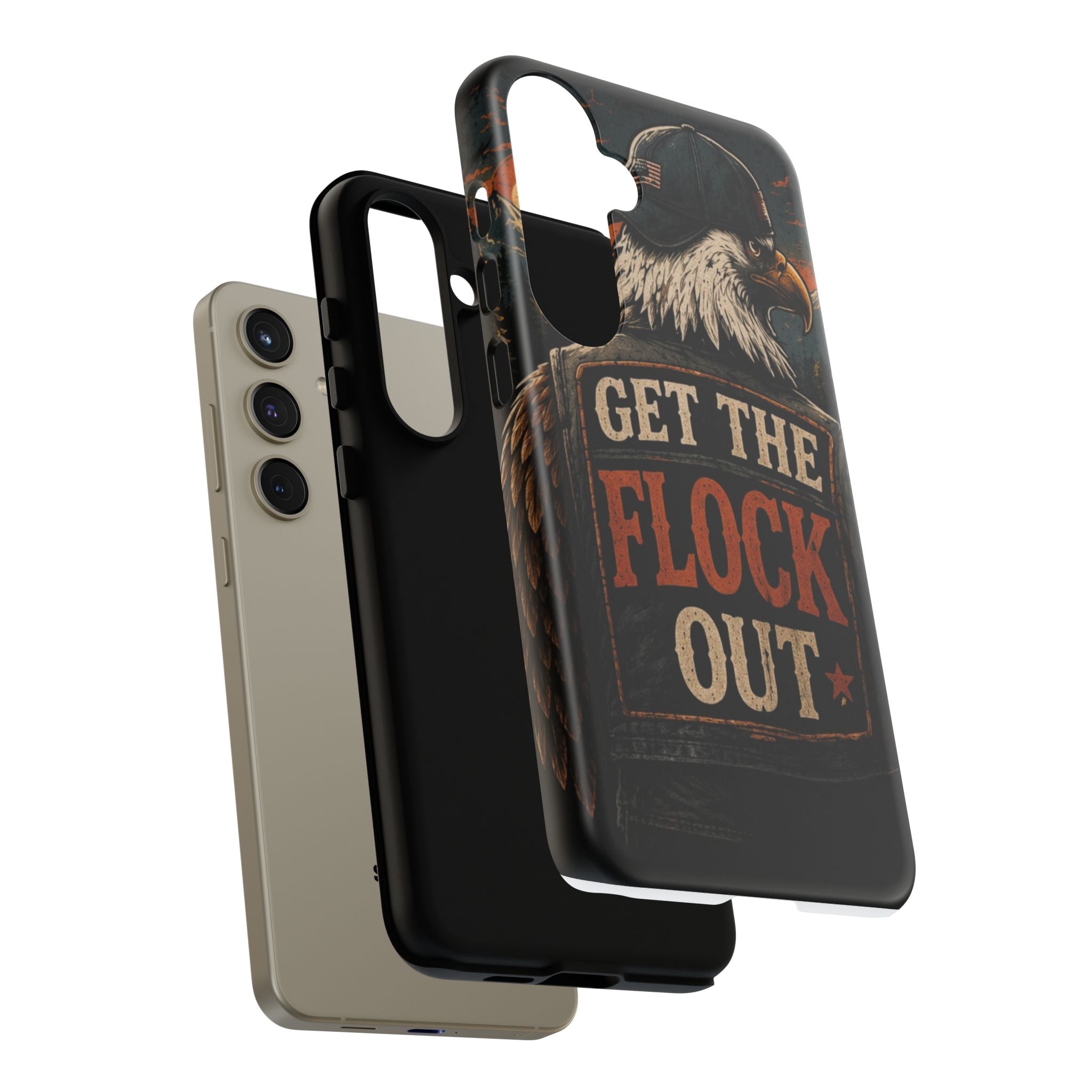 Phone Case — 'Get the Flock Out' Eagle Design Rugged Protective Cover