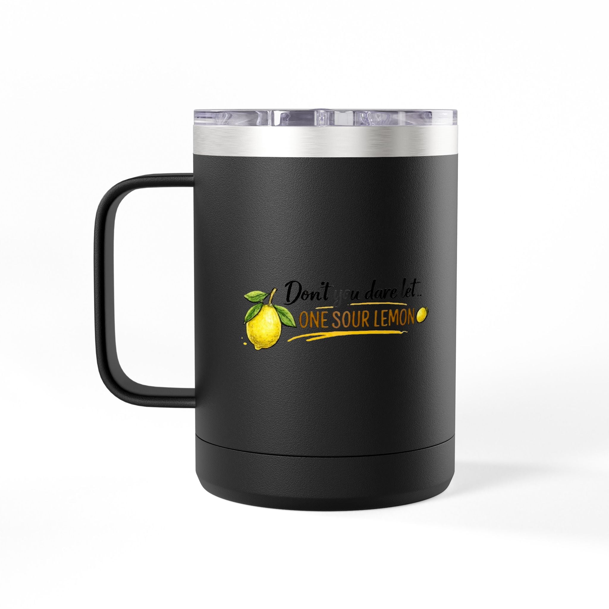 Flocking Squeeze 15oz Insulated Coffee Mug Tumbler – Cute Lemon Pun Gift