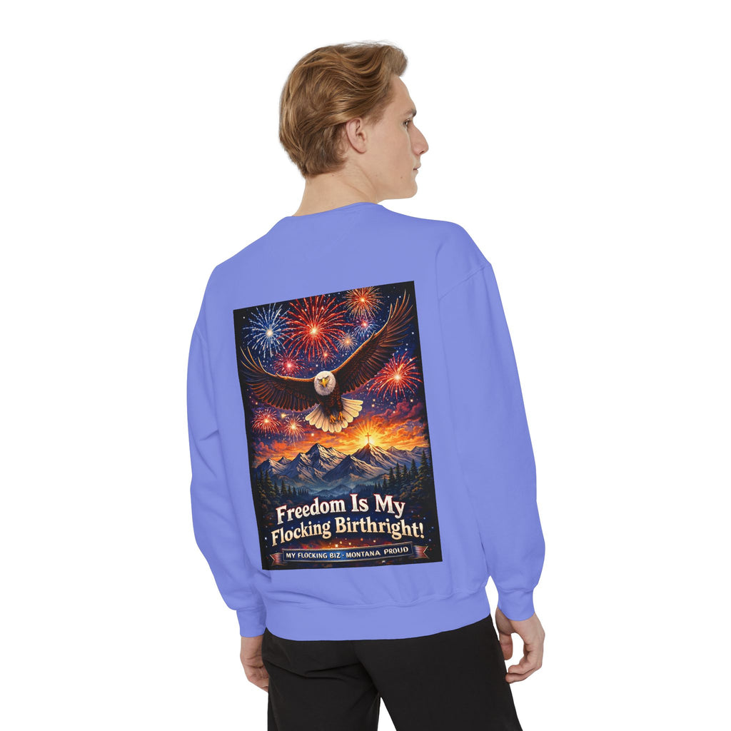 Freedom Is My Flocking Birthright Sweatshirt — Eagle & Fireworks Patriotic Crewneck