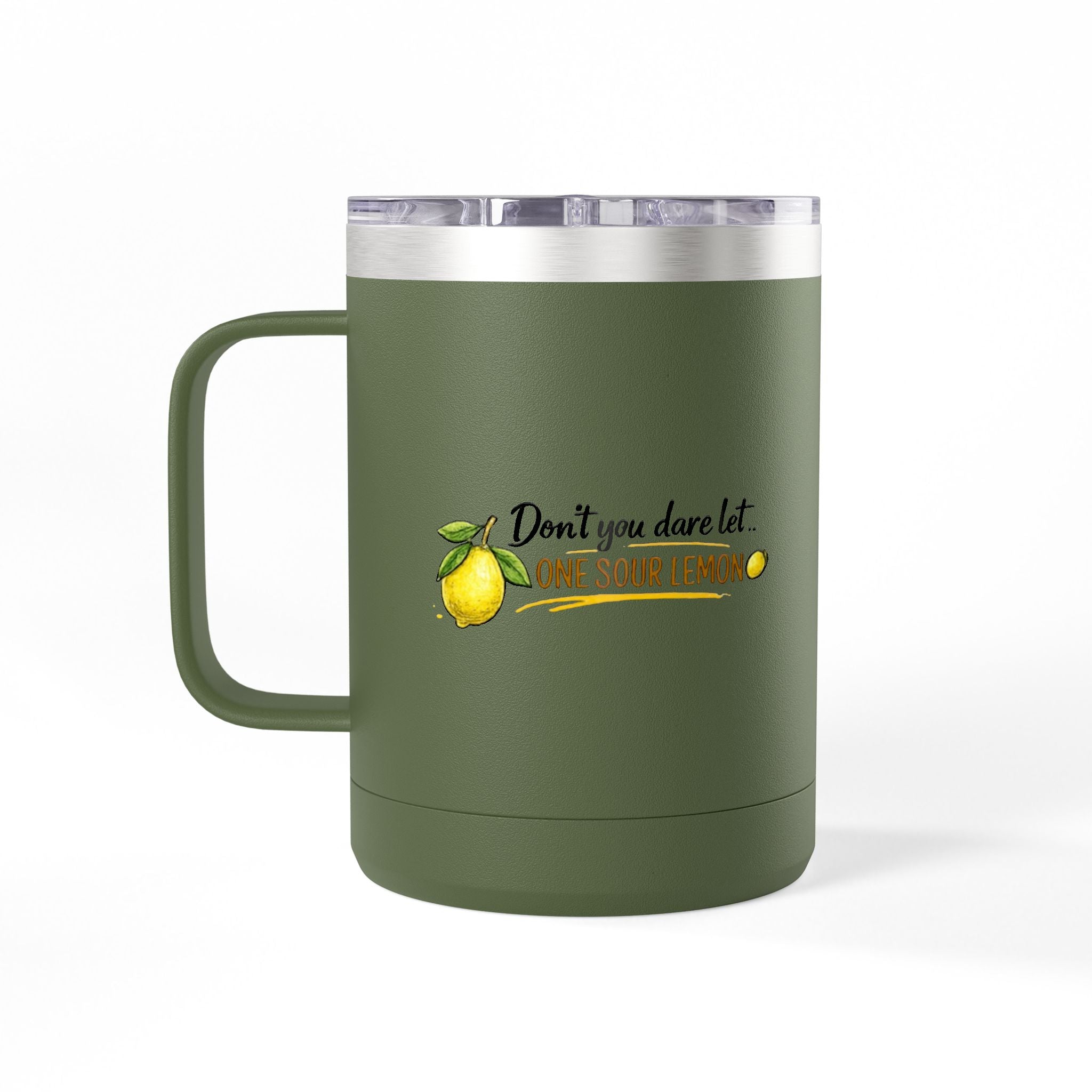 Flocking Squeeze 15oz Insulated Coffee Mug Tumbler – Cute Lemon Pun Gift